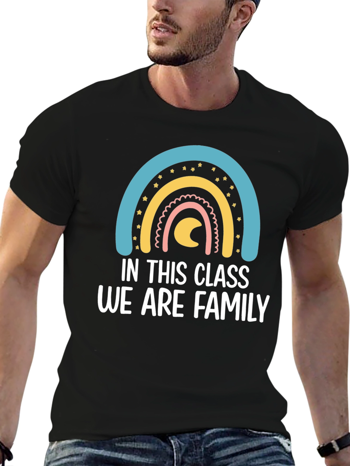 In This Class We Are Family T-Shirt Rainbow Graphic