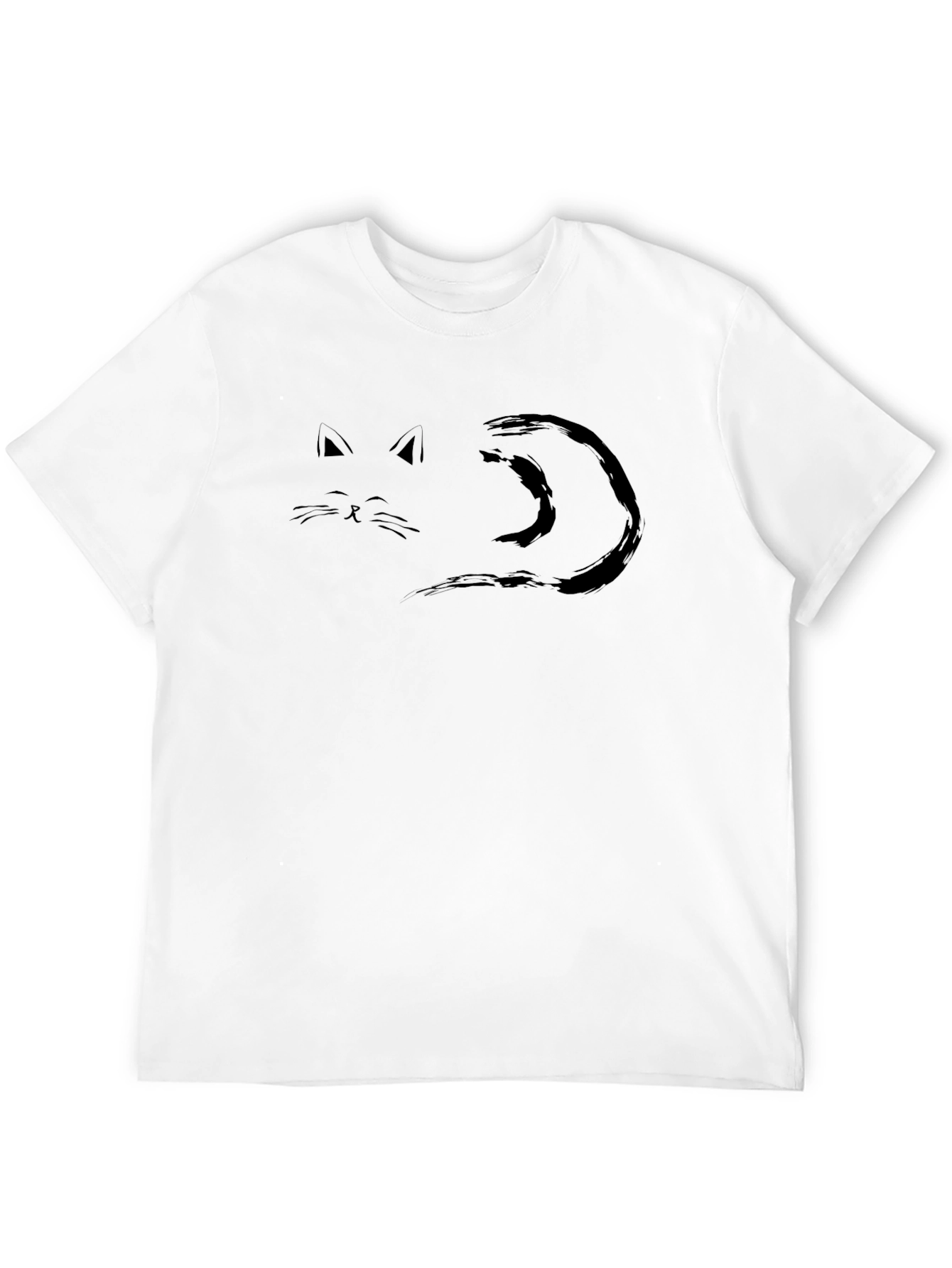 Minimalist Cat Graphic Tee - Black T-Shirt