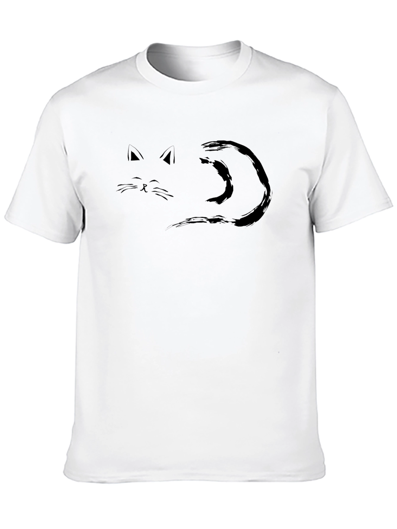 Minimalist Cat Graphic Tee - Black T-Shirt