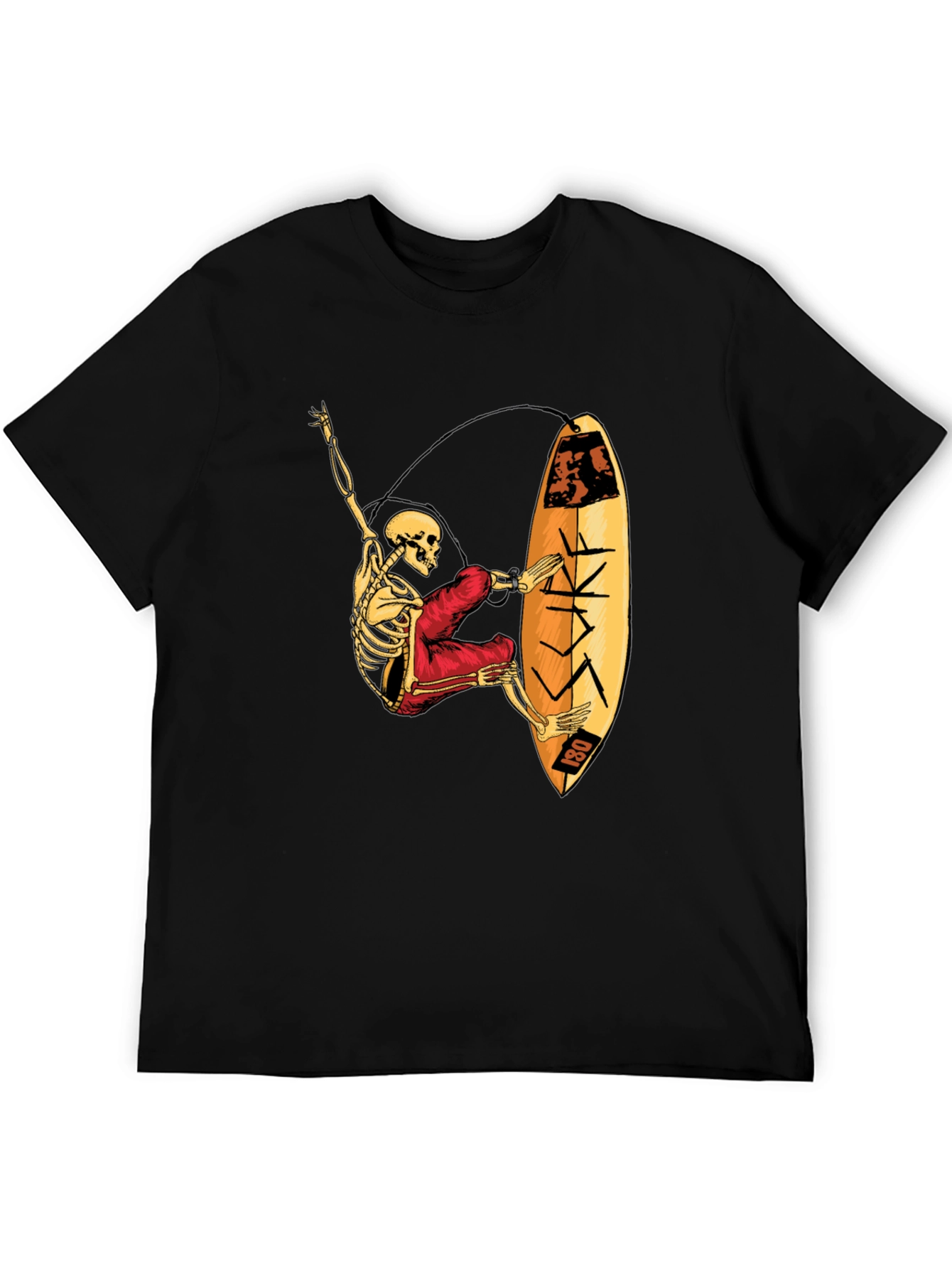 Skeleton Surfer Graphic T-Shirt - Black