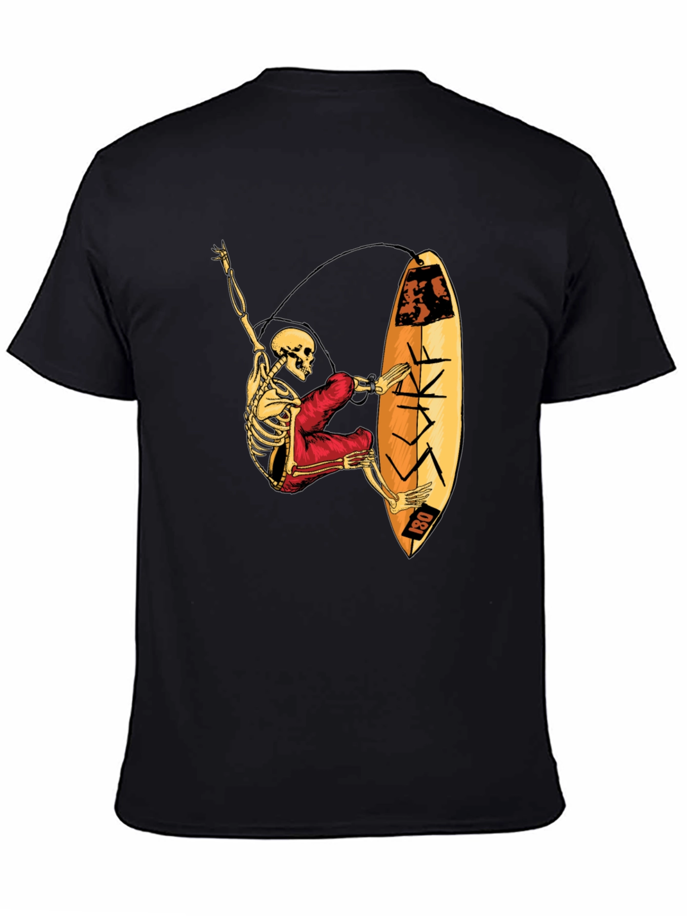 Skeleton Surfer Graphic T-Shirt - Black