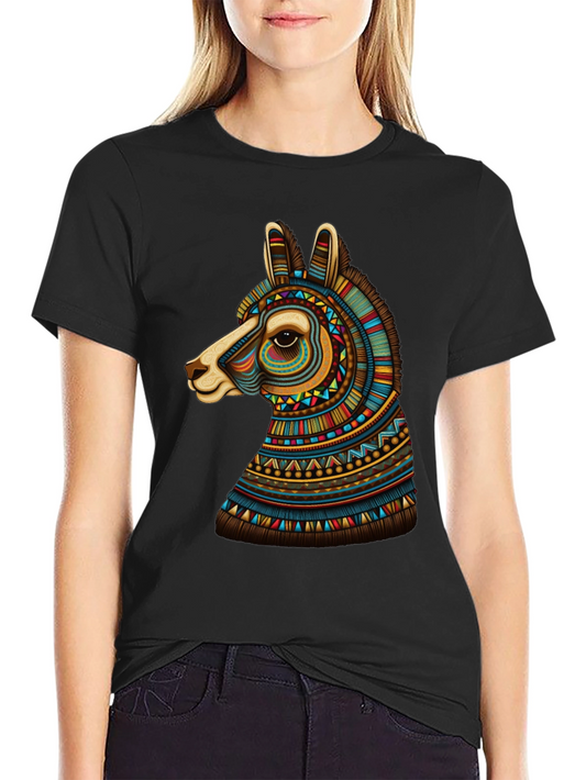 Llama Graphic Tee - Unique Tribal Design