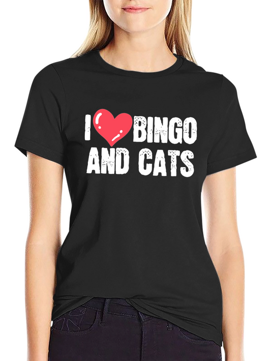 I Heart Bingo and Cats Black T-Shirt