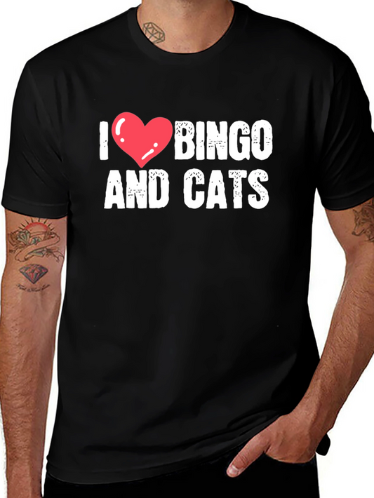 I Heart Bingo and Cats Black T-Shirt