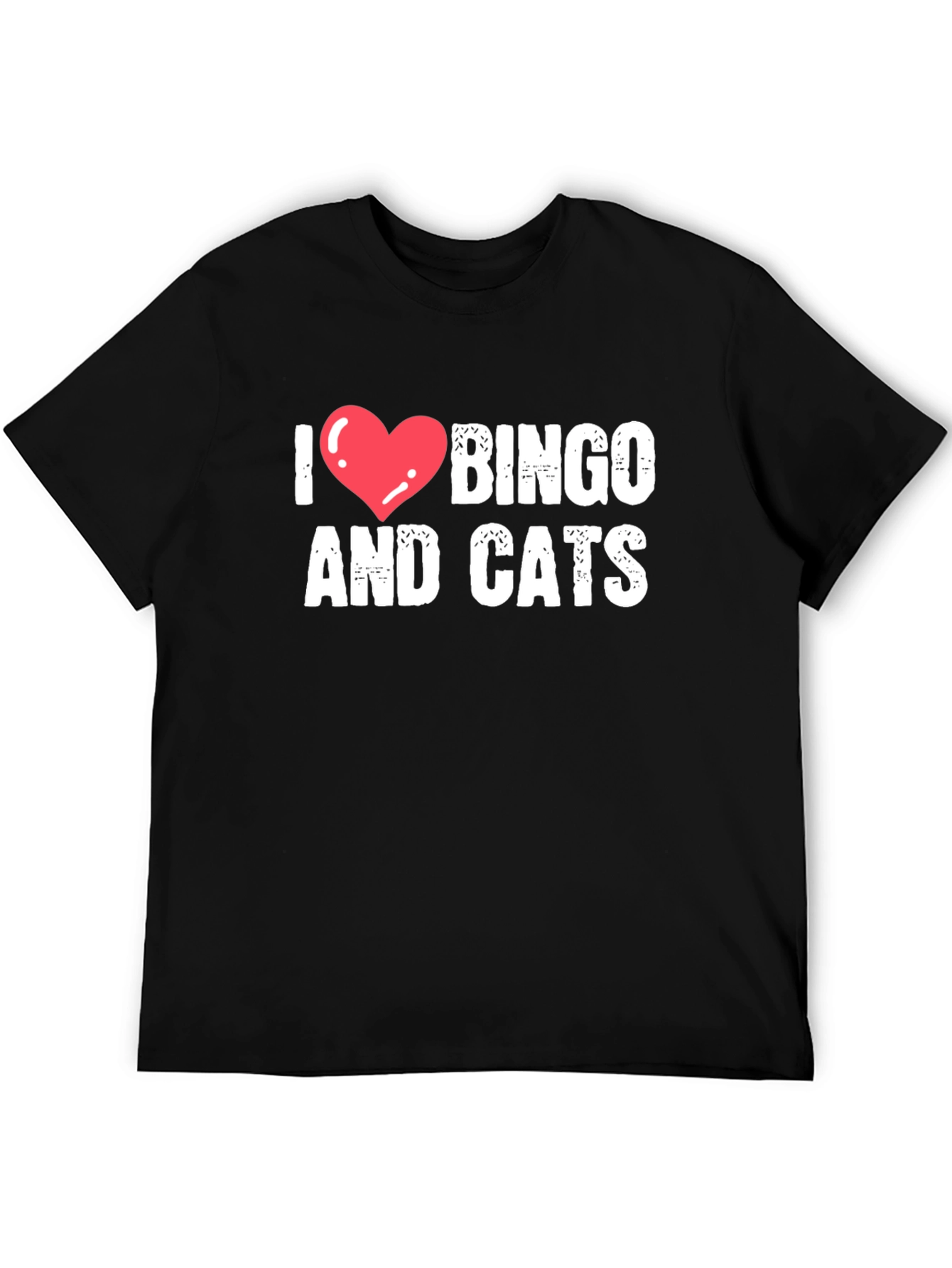 I Heart Bingo and Cats Black T-Shirt