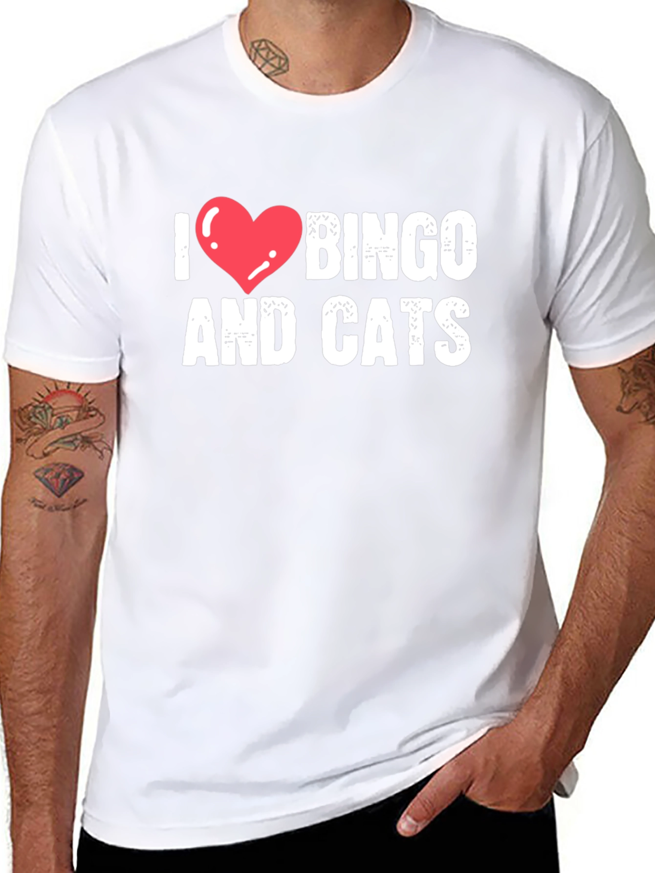 I Heart Bingo and Cats Black T-Shirt
