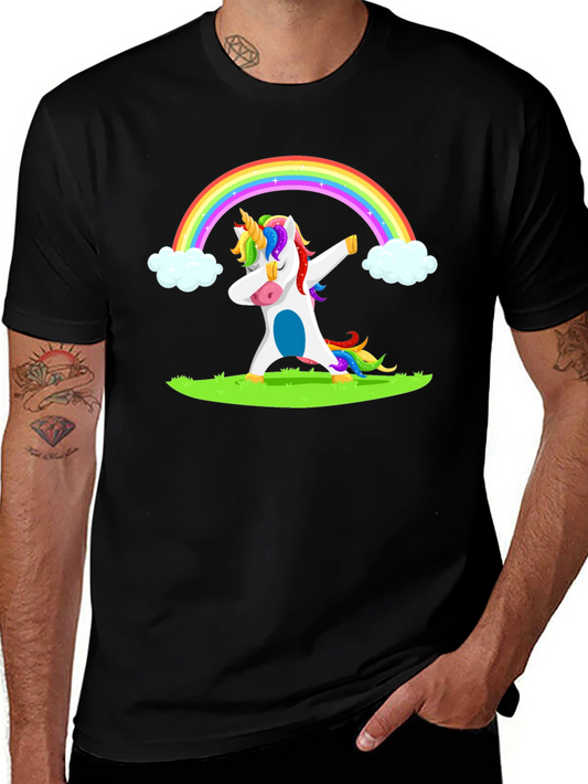 Dabbing Unicorn Rainbow Graphic T-Shirt