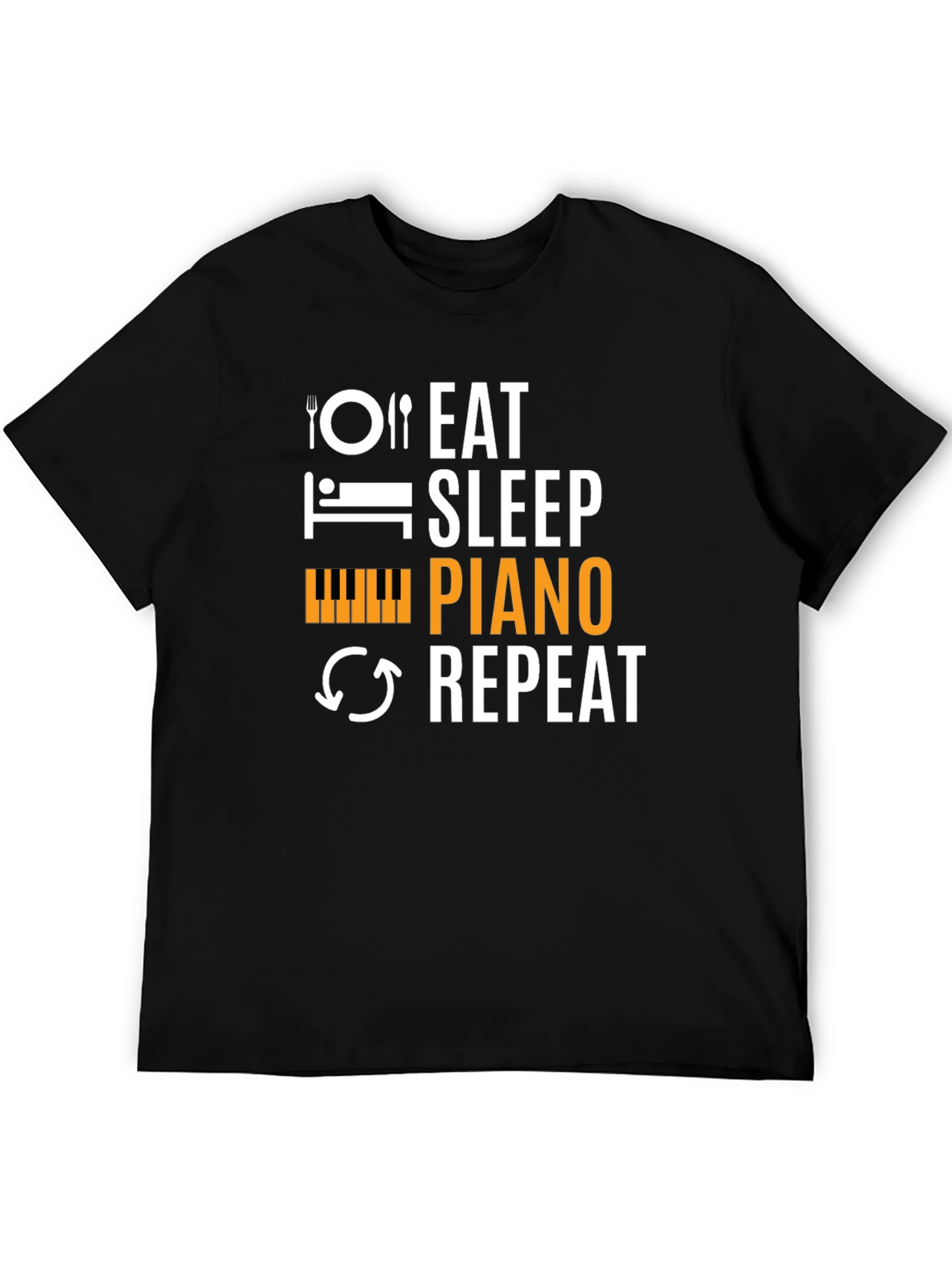 Eat Sleep Piano Repeat Black T-Shirt