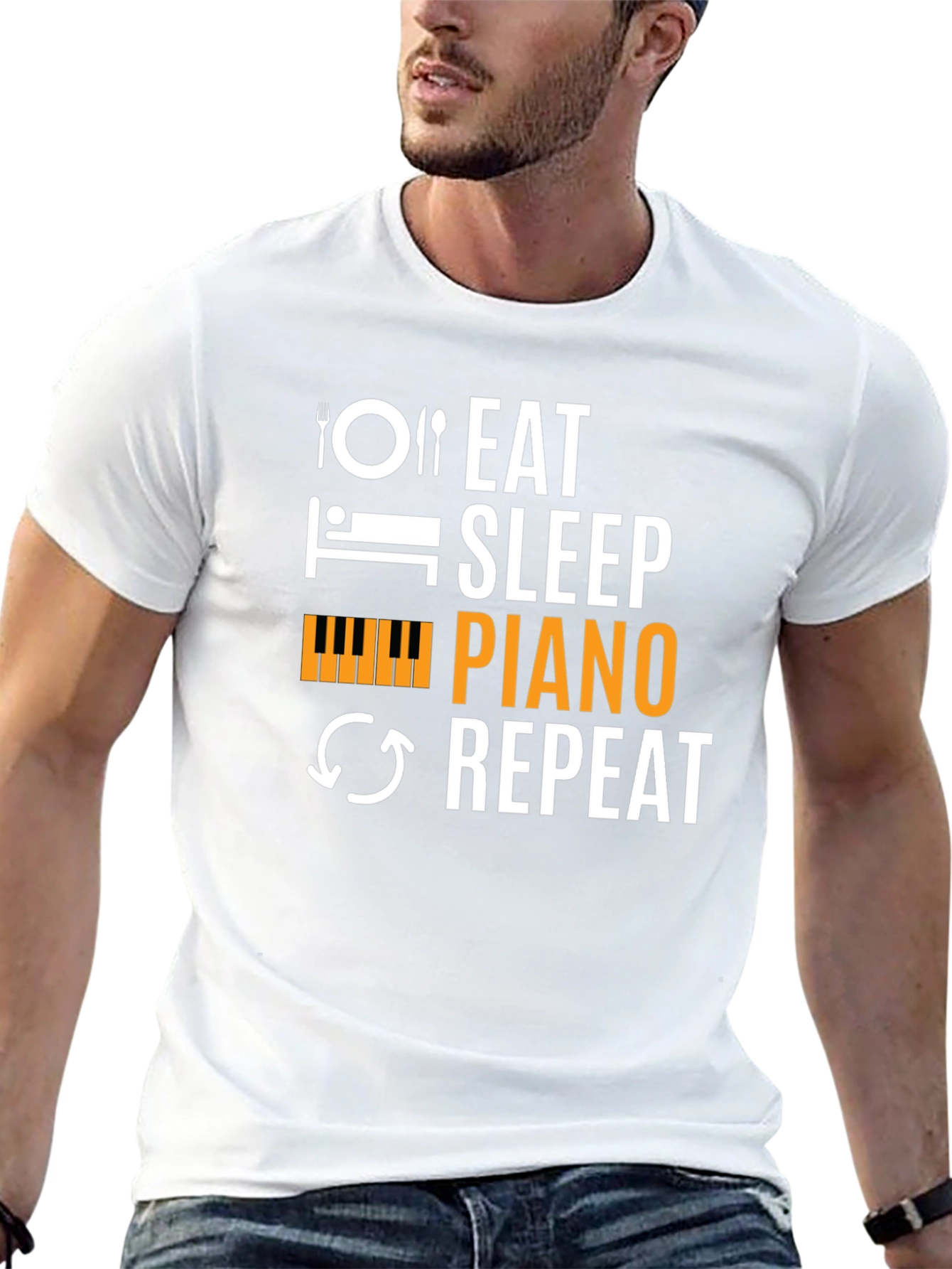 Eat Sleep Piano Repeat Black T-Shirt