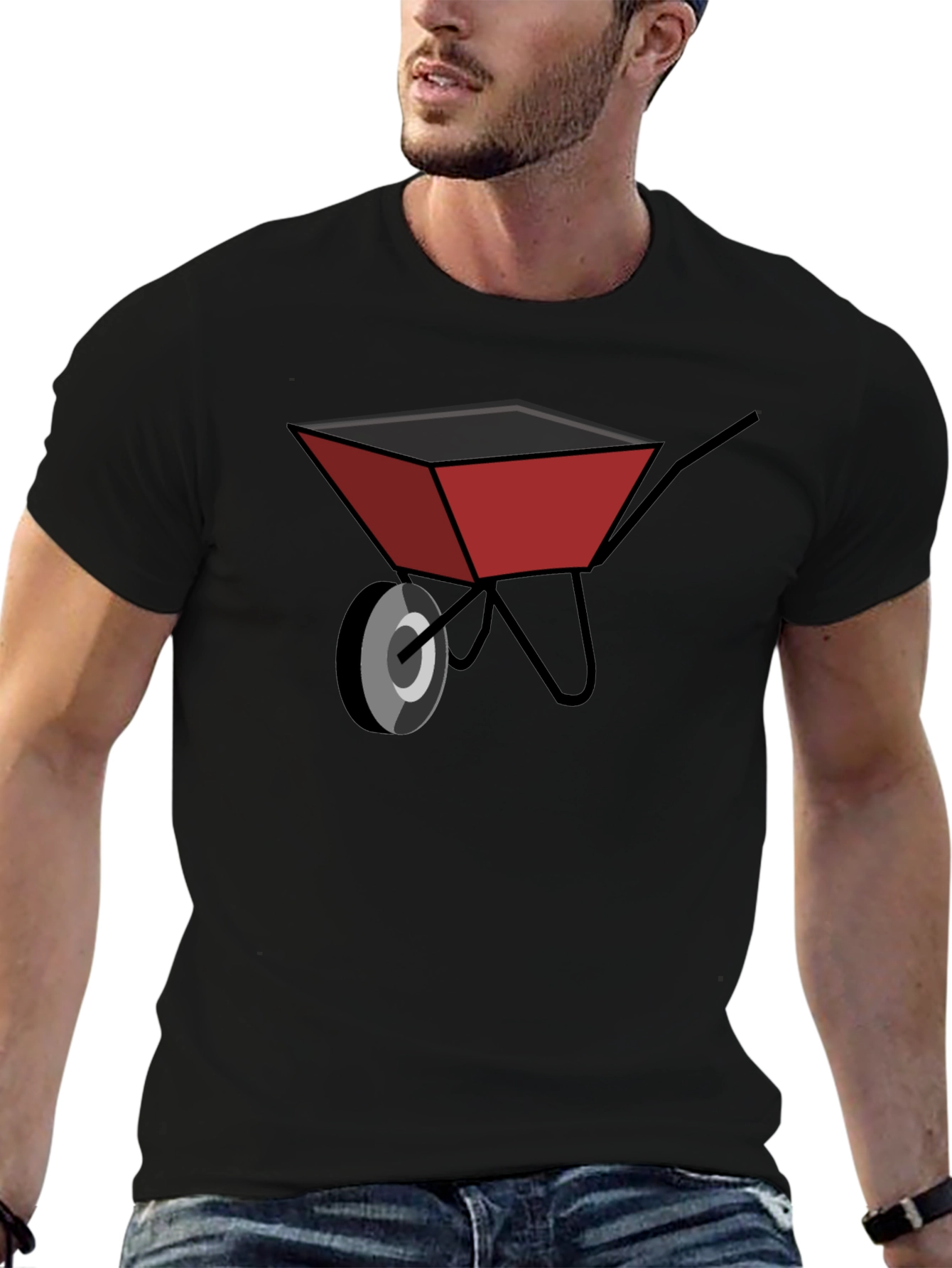Mens Black Wheelbarrow Graphic T-Shirt