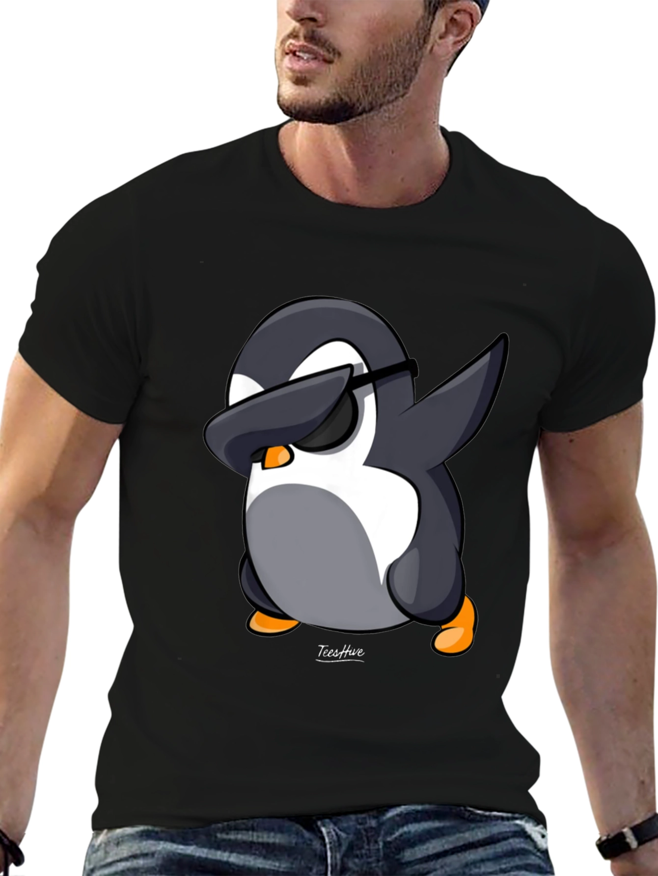 Dabbing Penguin Graphic Tee - Black
