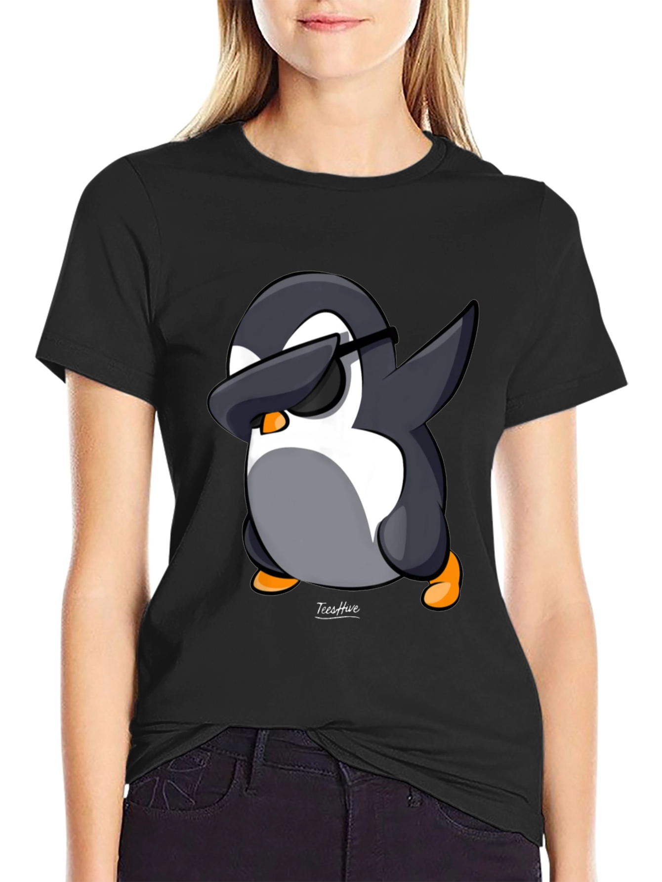 Dabbing Penguin Graphic Tee - Black