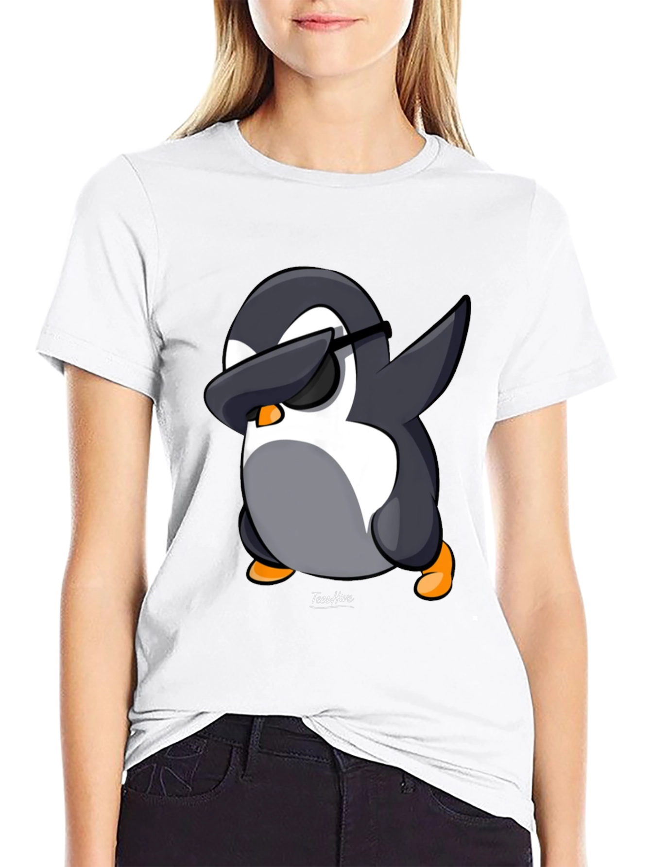 Dabbing Penguin Graphic Tee - Black