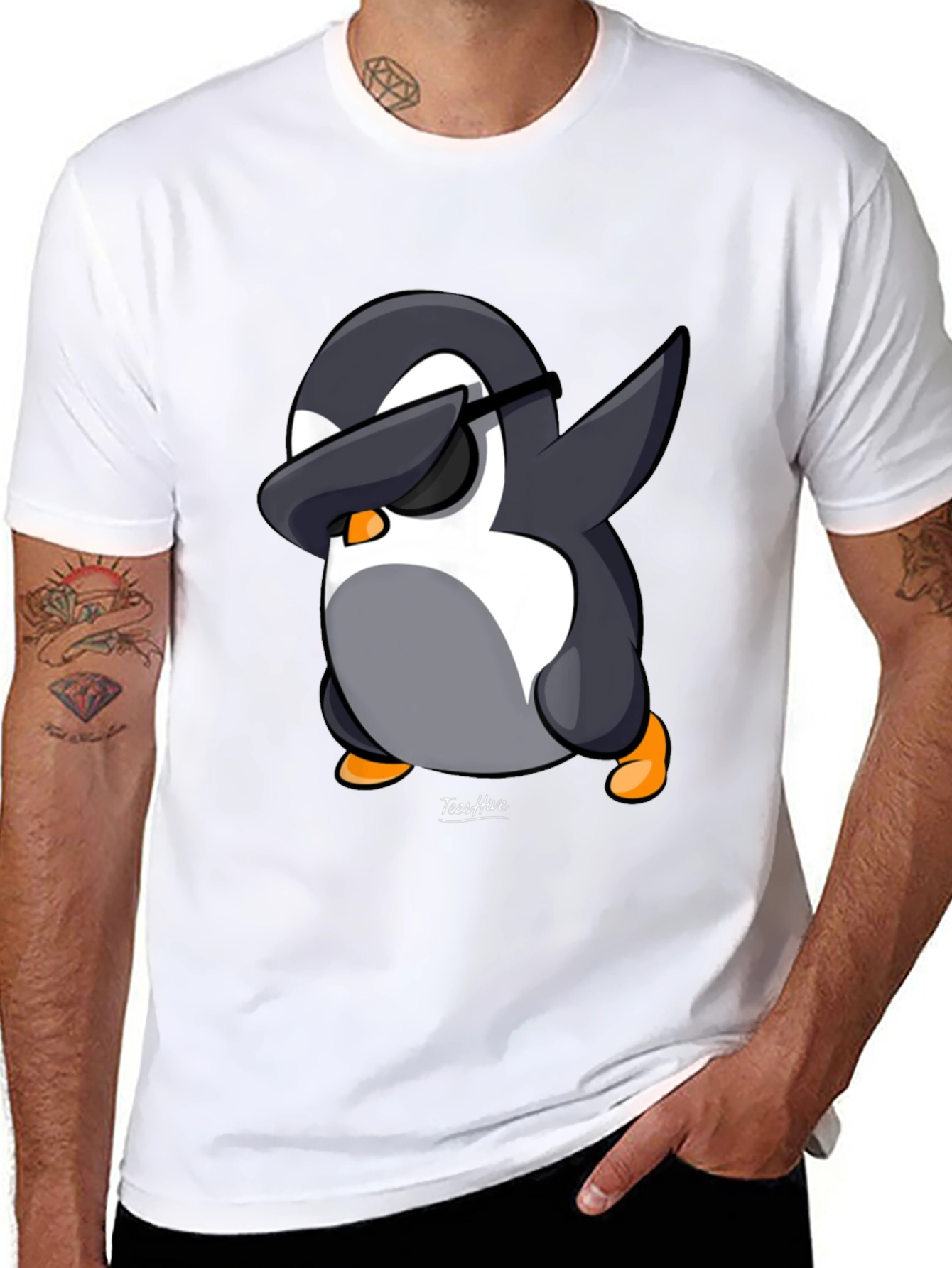 Dabbing Penguin Graphic Tee - Black