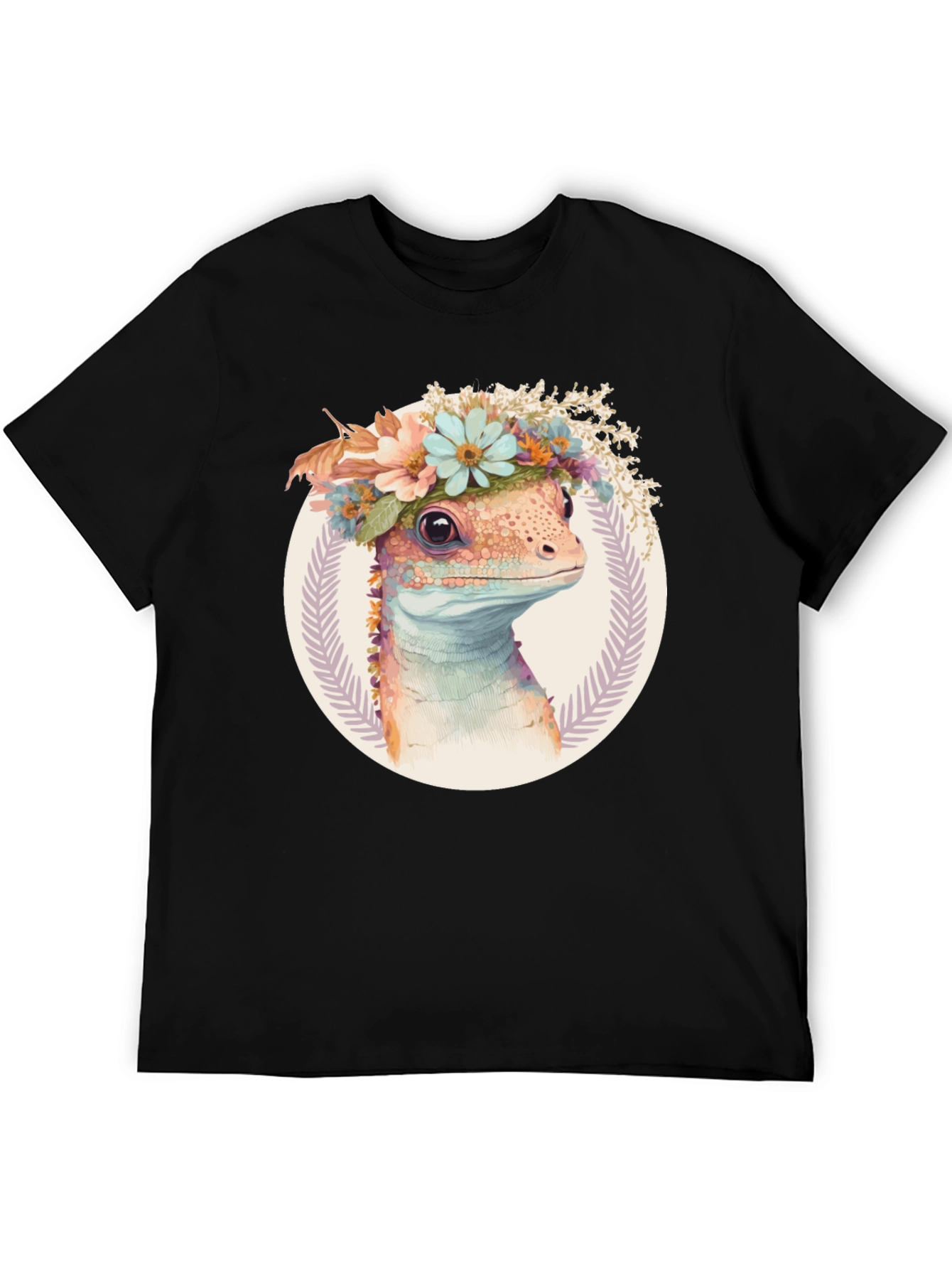 Lizard with Floral Crown Graphic Tee