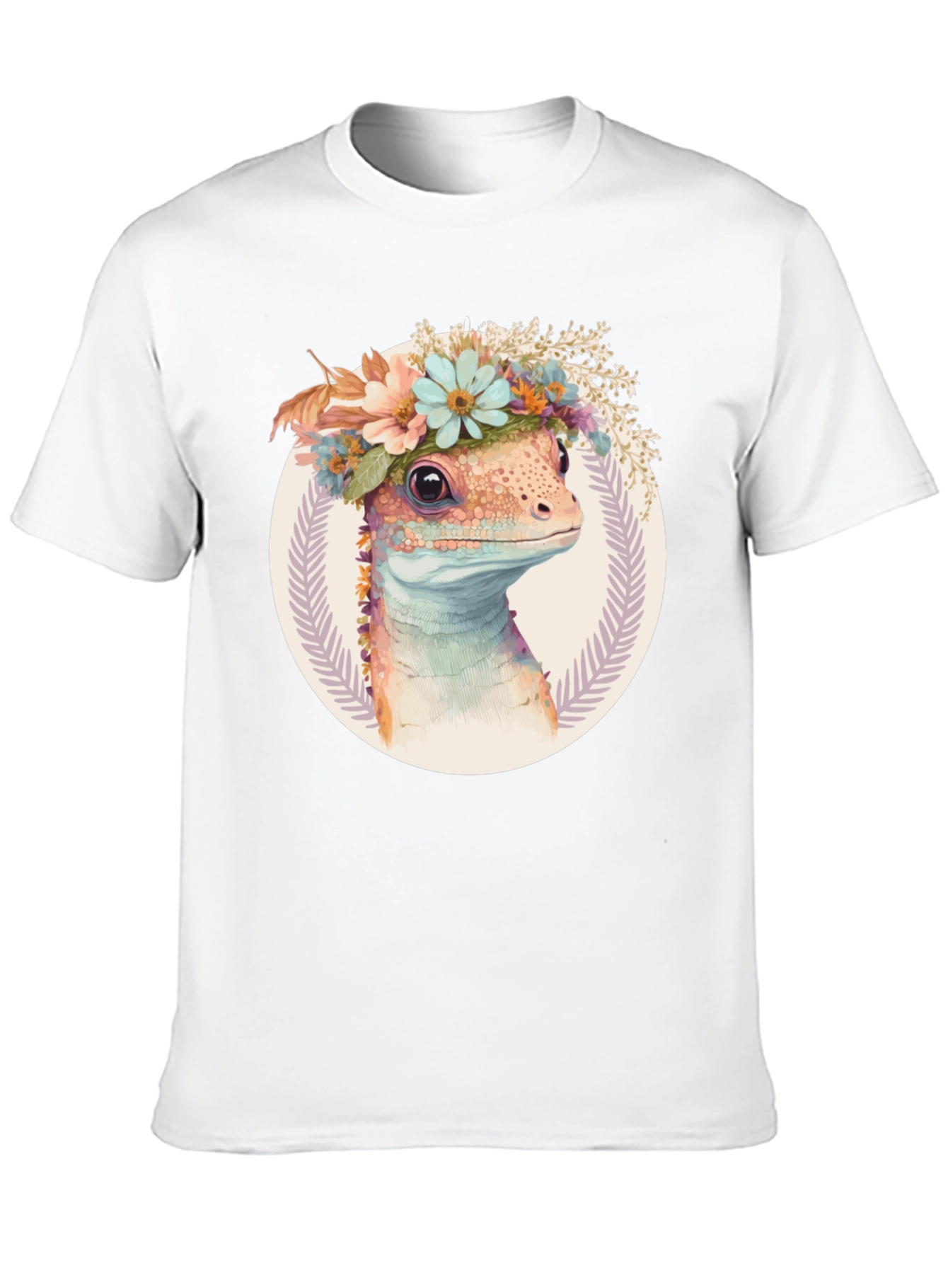 Lizard with Floral Crown Graphic Tee