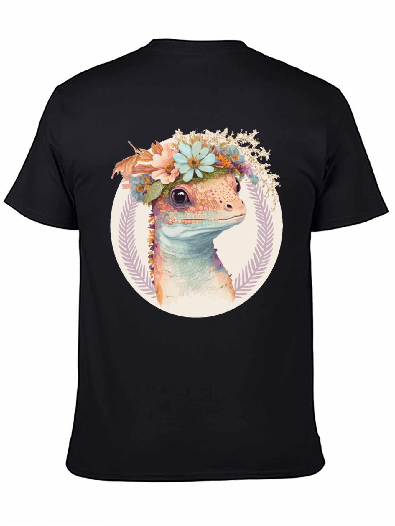 Lizard with Floral Crown Graphic Tee