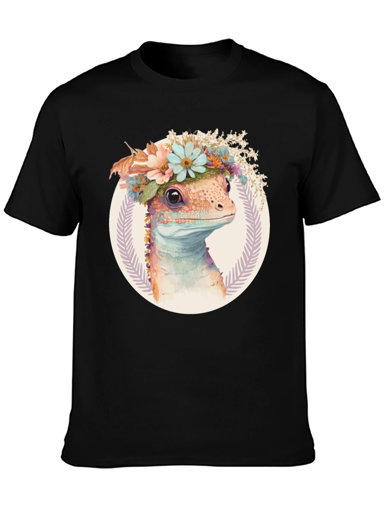 Lizard with Floral Crown Graphic Tee