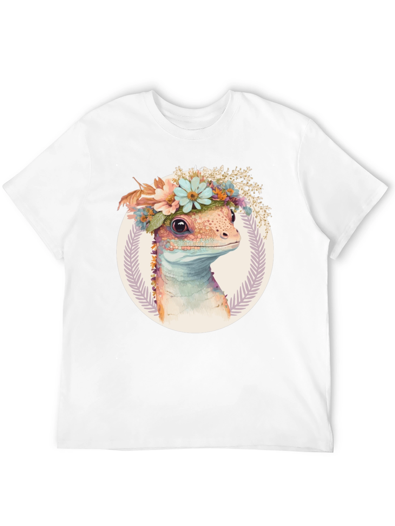 Lizard with Floral Crown Graphic Tee