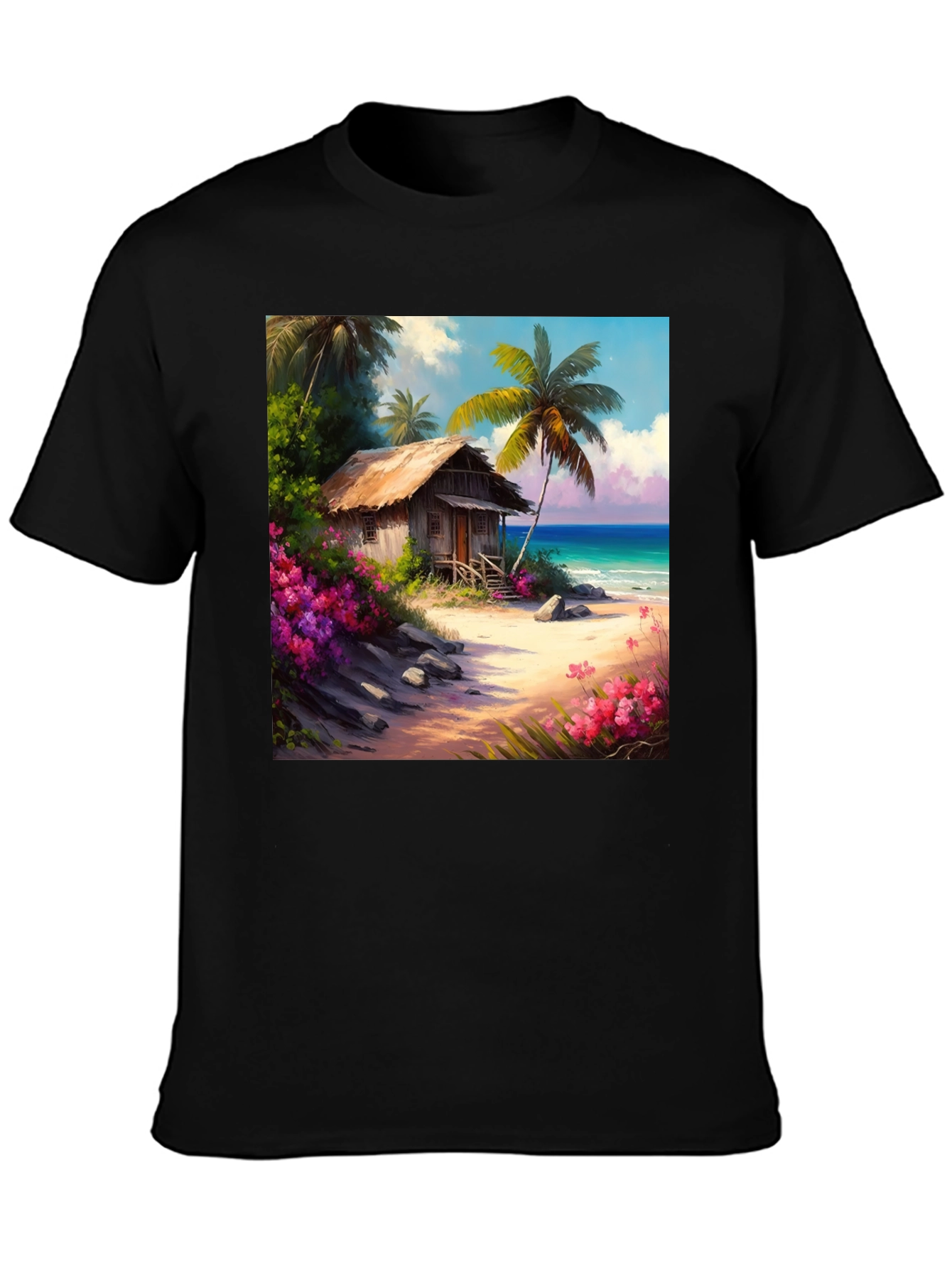 Tropical Beach Hut Graphic T-Shirt