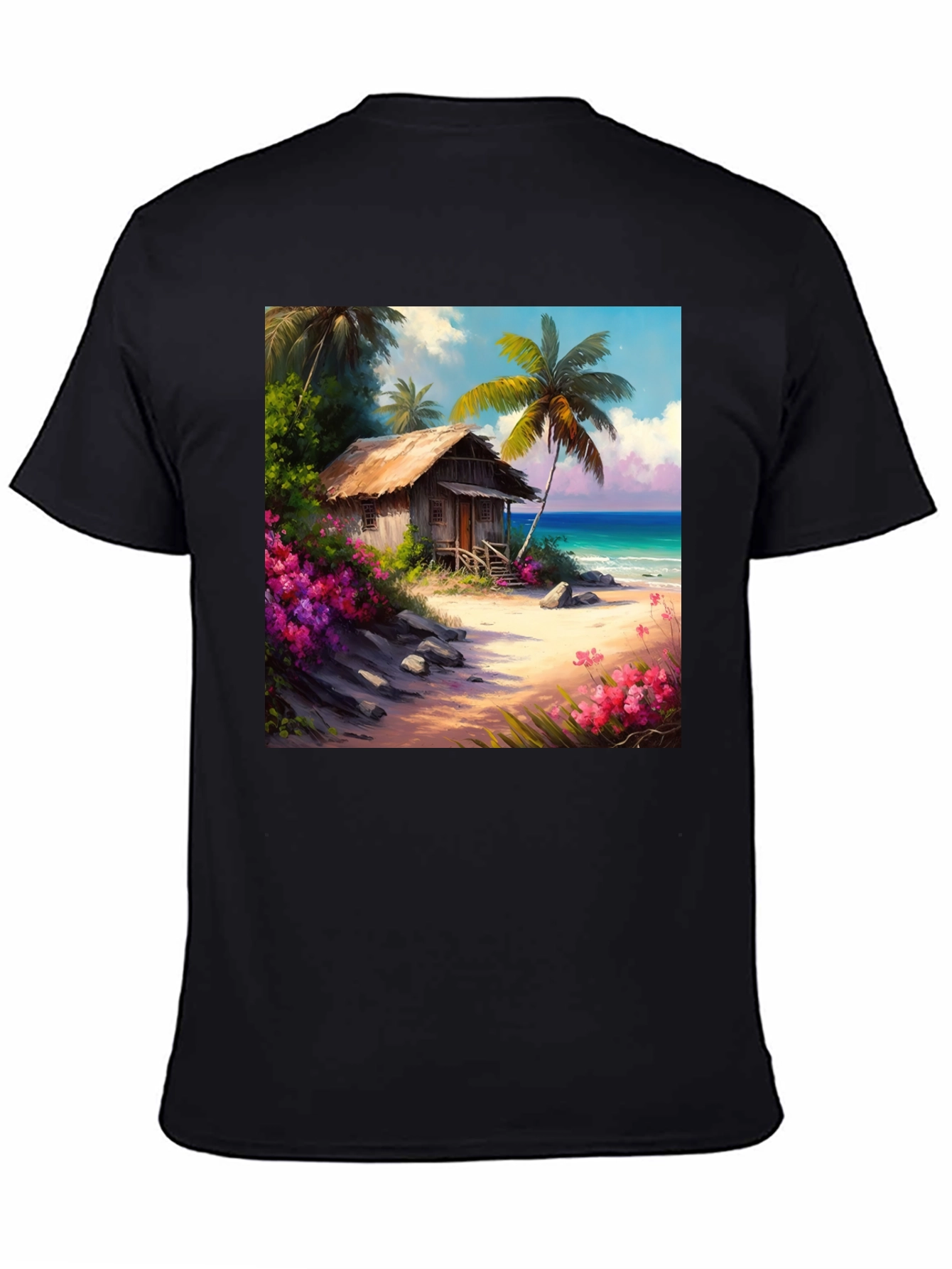 Tropical Beach Hut Graphic T-Shirt