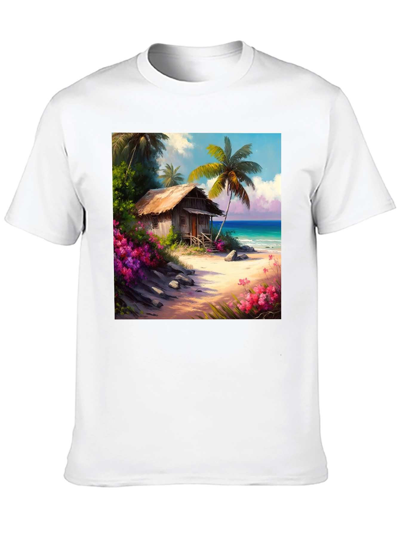 Tropical Beach Hut Graphic T-Shirt