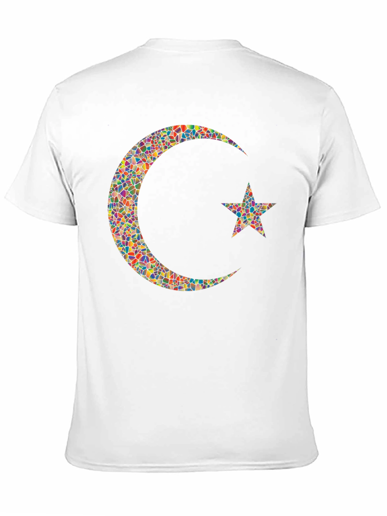 Mosaic Crescent Moon Star Graphic T-Shirt