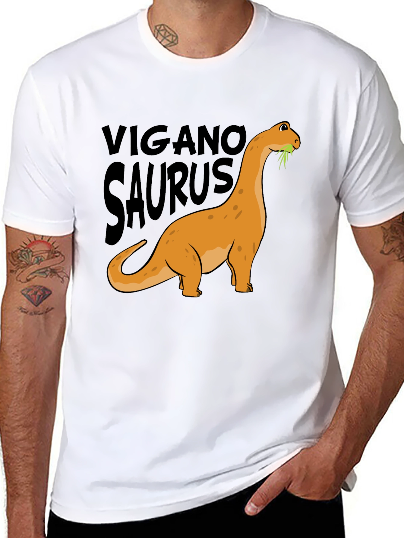Vegan Dinosaur Graphic Tee - Organic Cotton Blend