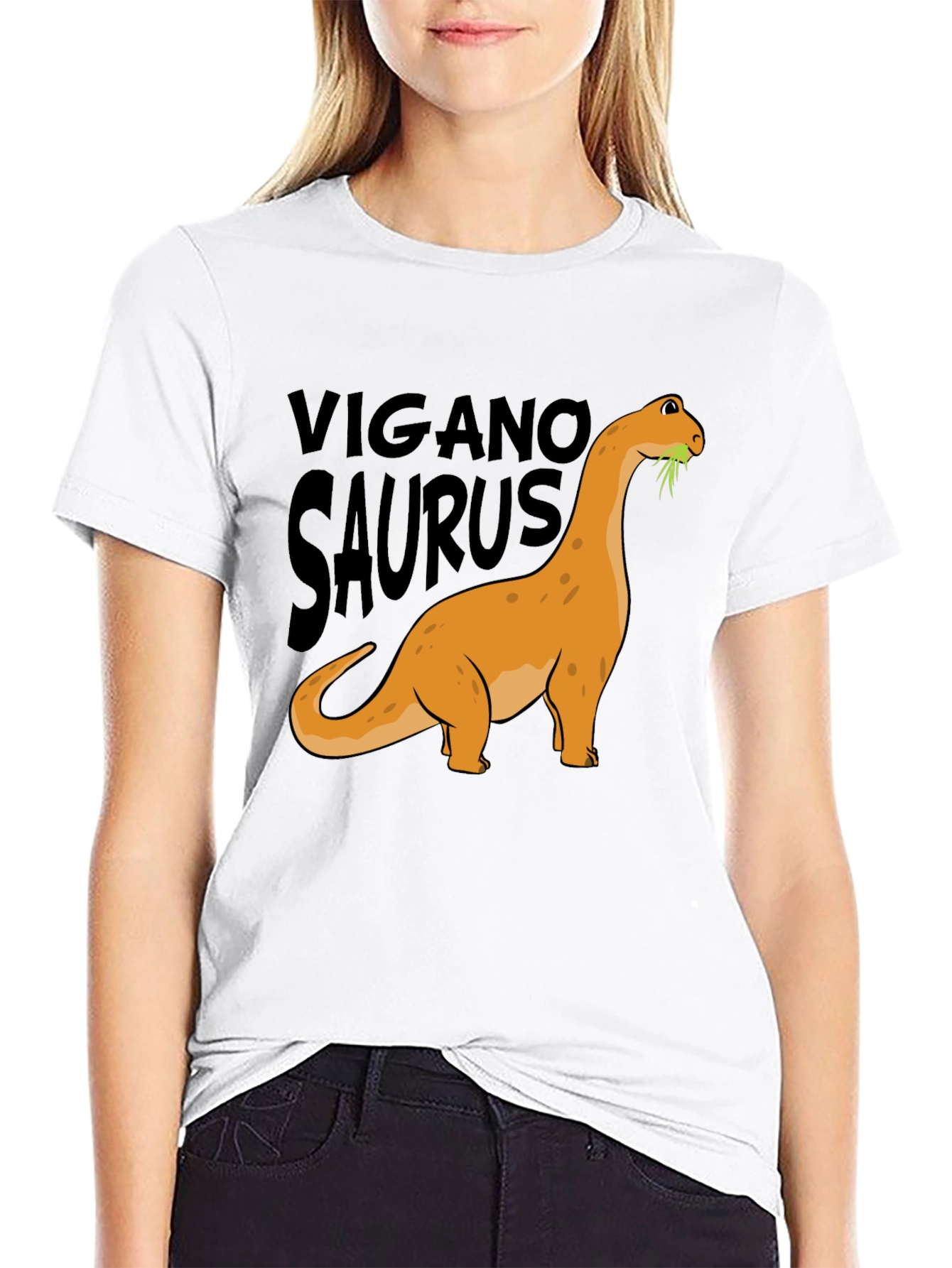 Vegan Dinosaur Graphic Tee - Organic Cotton Blend