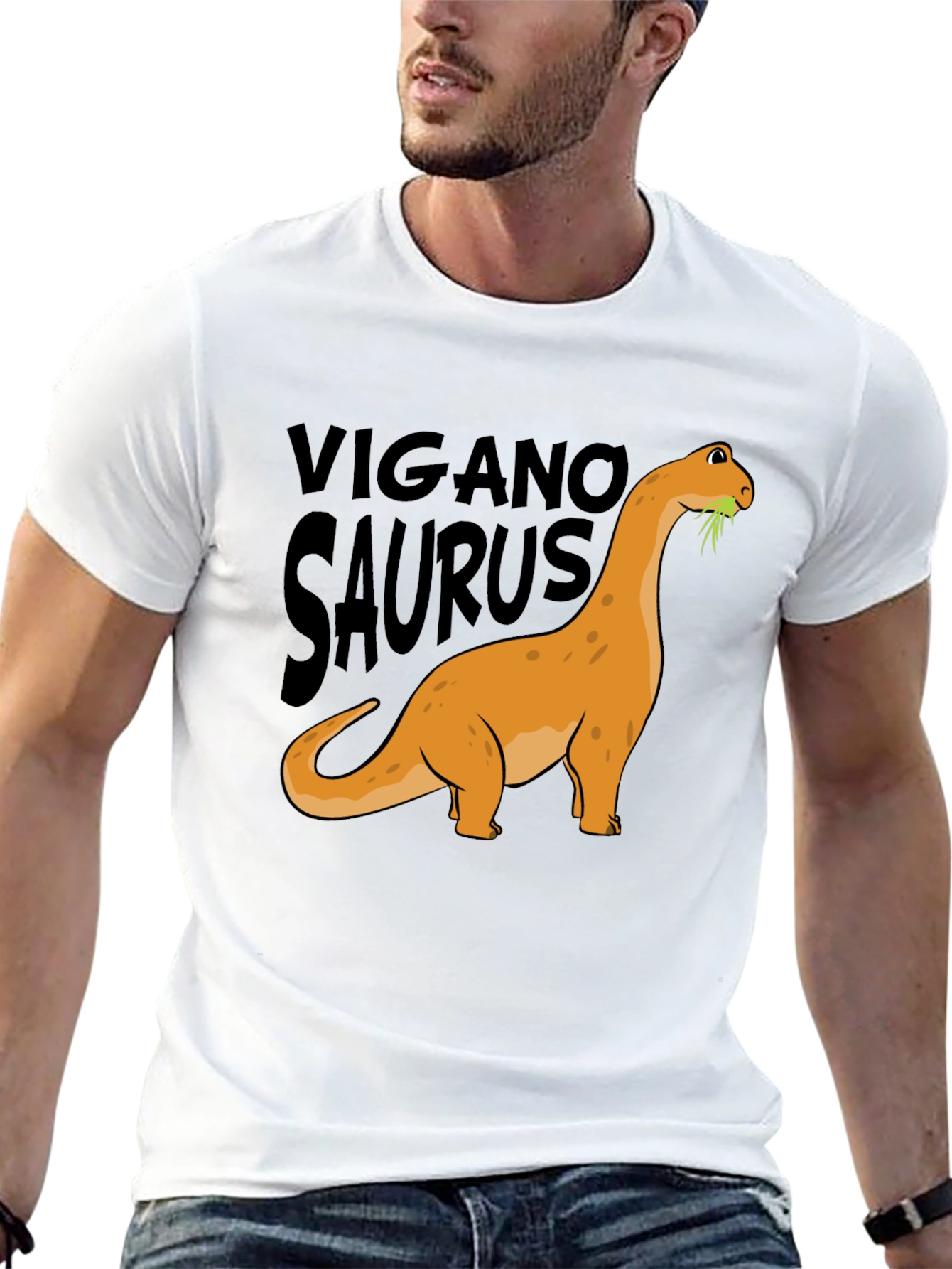 Vegan Dinosaur Graphic Tee - Organic Cotton Blend