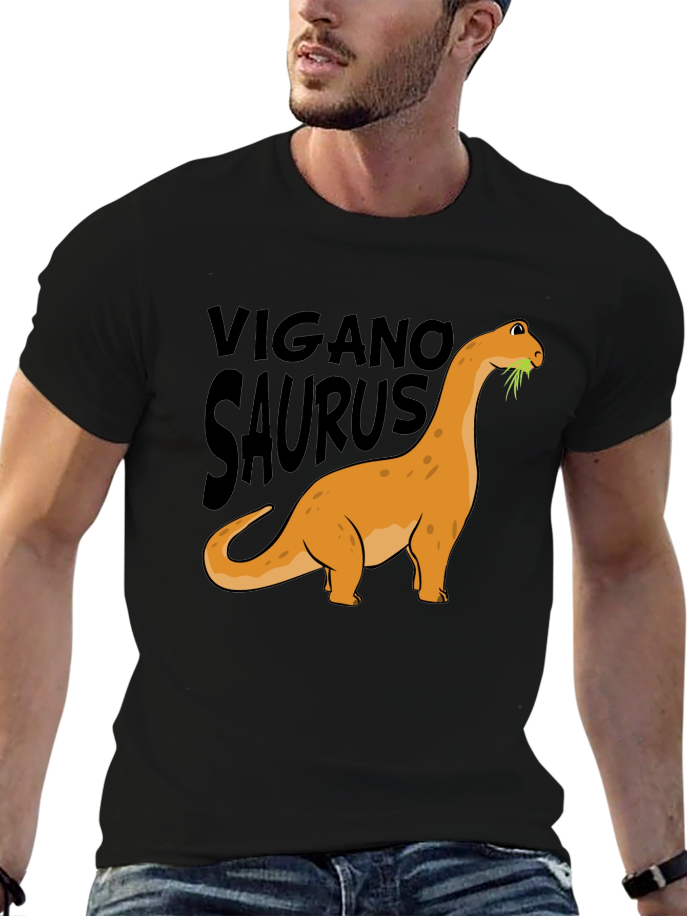 Vegan Dinosaur Graphic Tee - Organic Cotton Blend