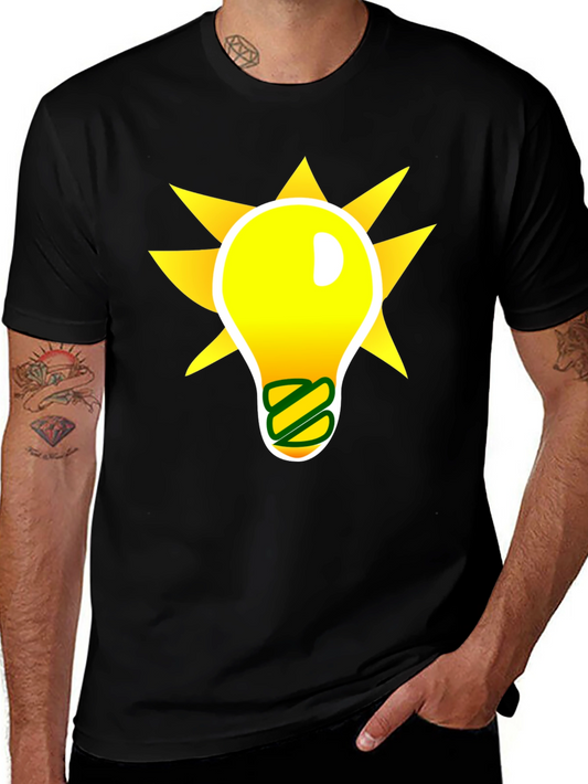 Idea Lightbulb Graphic T-Shirt - Black Cotton Blend