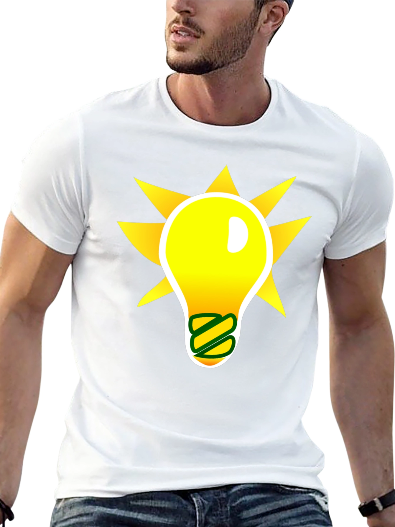 Idea Lightbulb Graphic T-Shirt - Black Cotton Blend