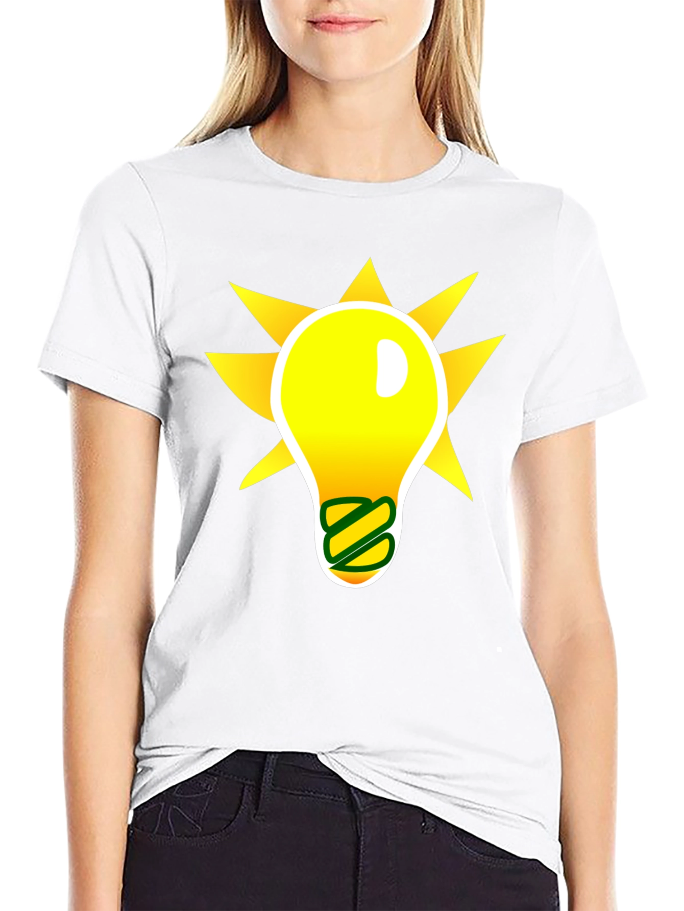 Idea Lightbulb Graphic T-Shirt - Black Cotton Blend