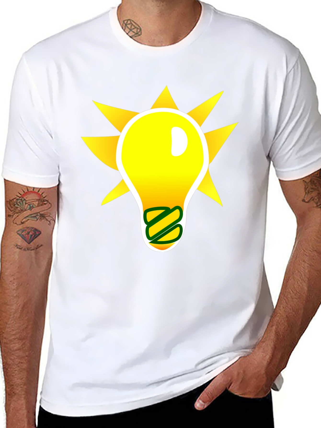 Idea Lightbulb Graphic T-Shirt - Black Cotton Blend