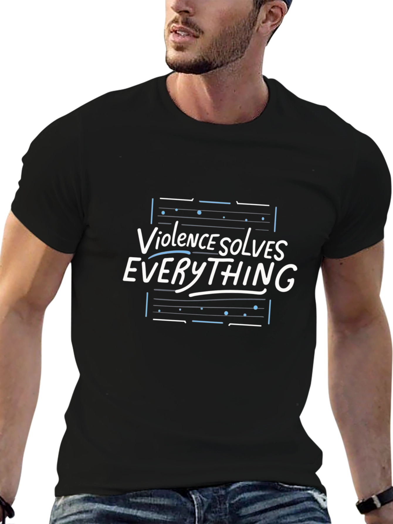 Violence Solves Everything Slogan Tee - Black