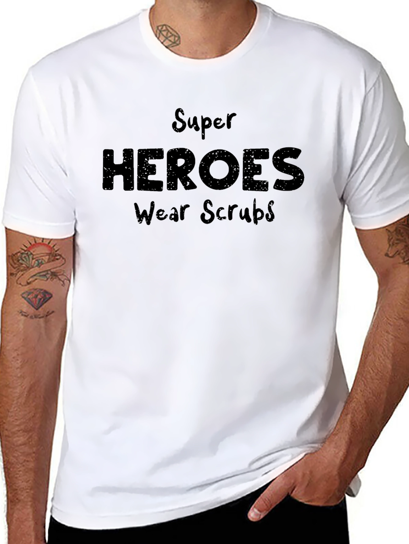 Super Heroes Wear Scrubs Black T-Shirt
