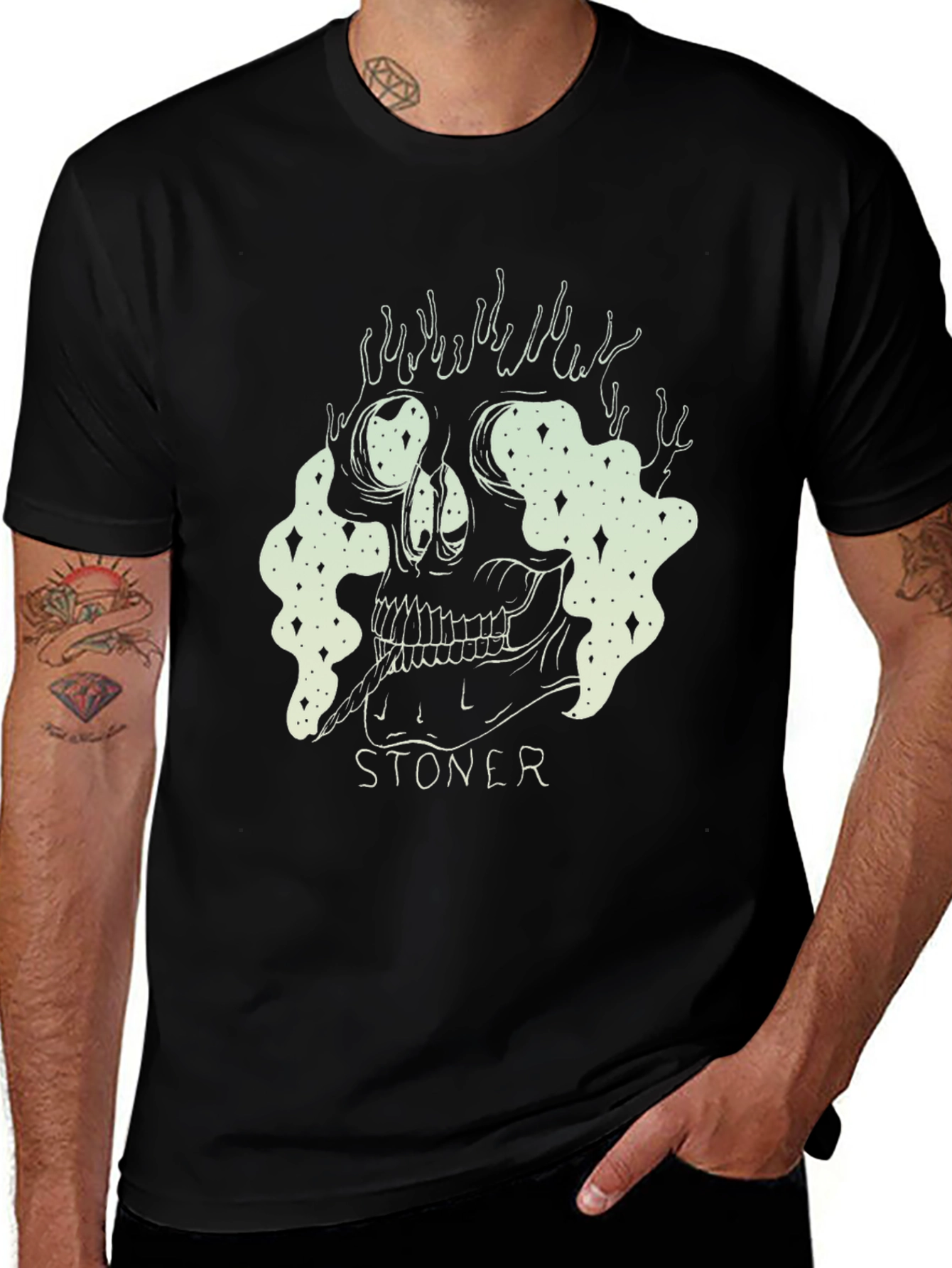 Stoner Skull Graphic Tee - Unisex Black T-Shirt