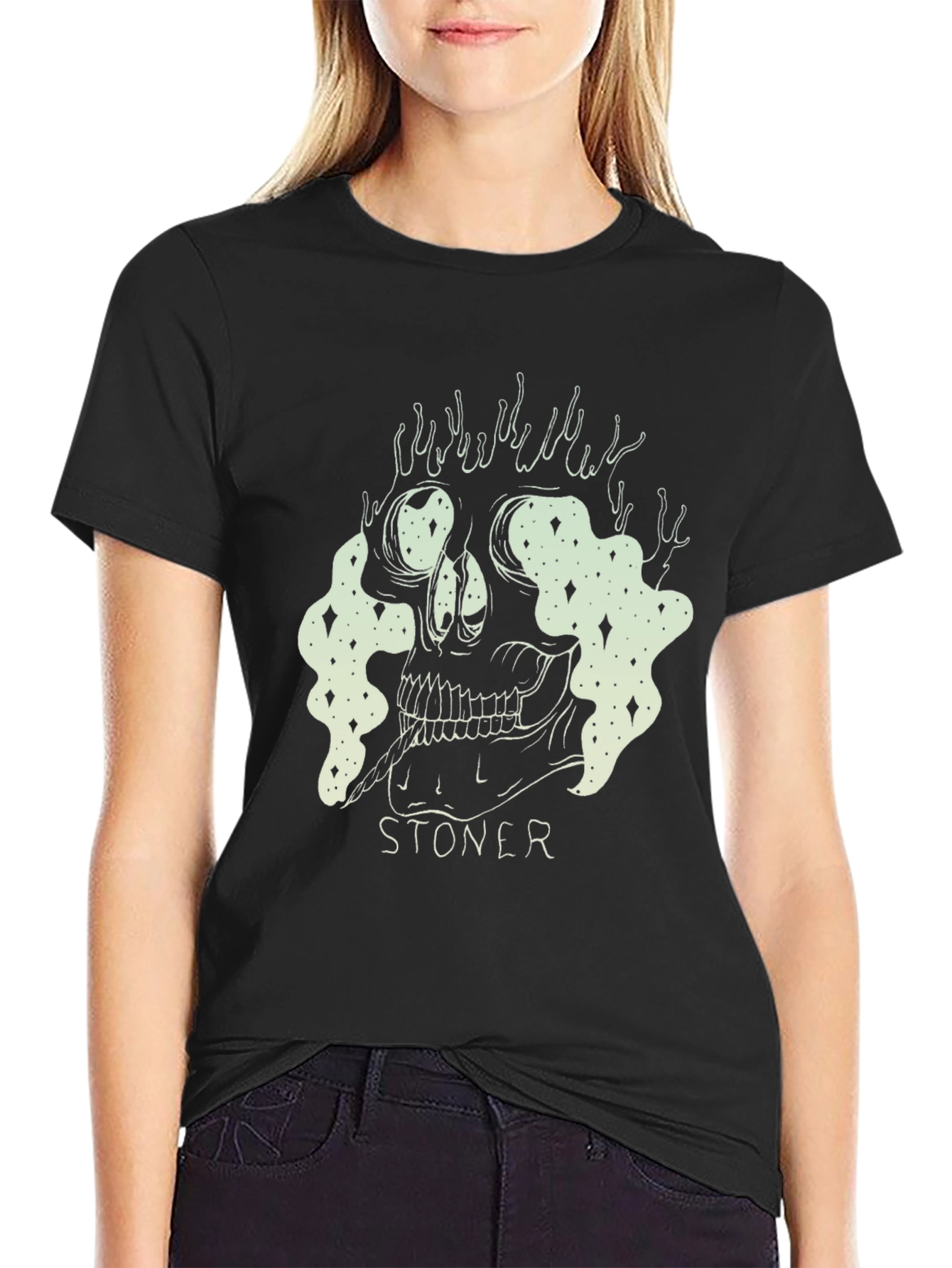 Stoner Skull Graphic Tee - Unisex Black T-Shirt