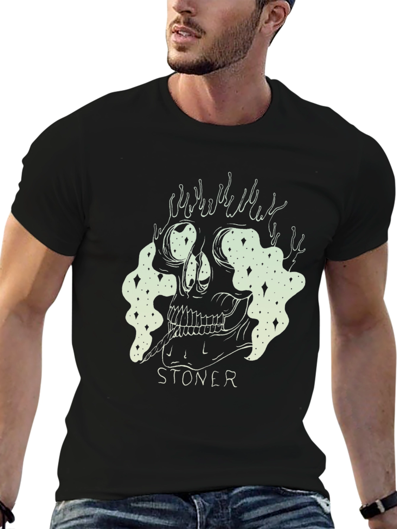 Stoner Skull Graphic Tee - Unisex Black T-Shirt