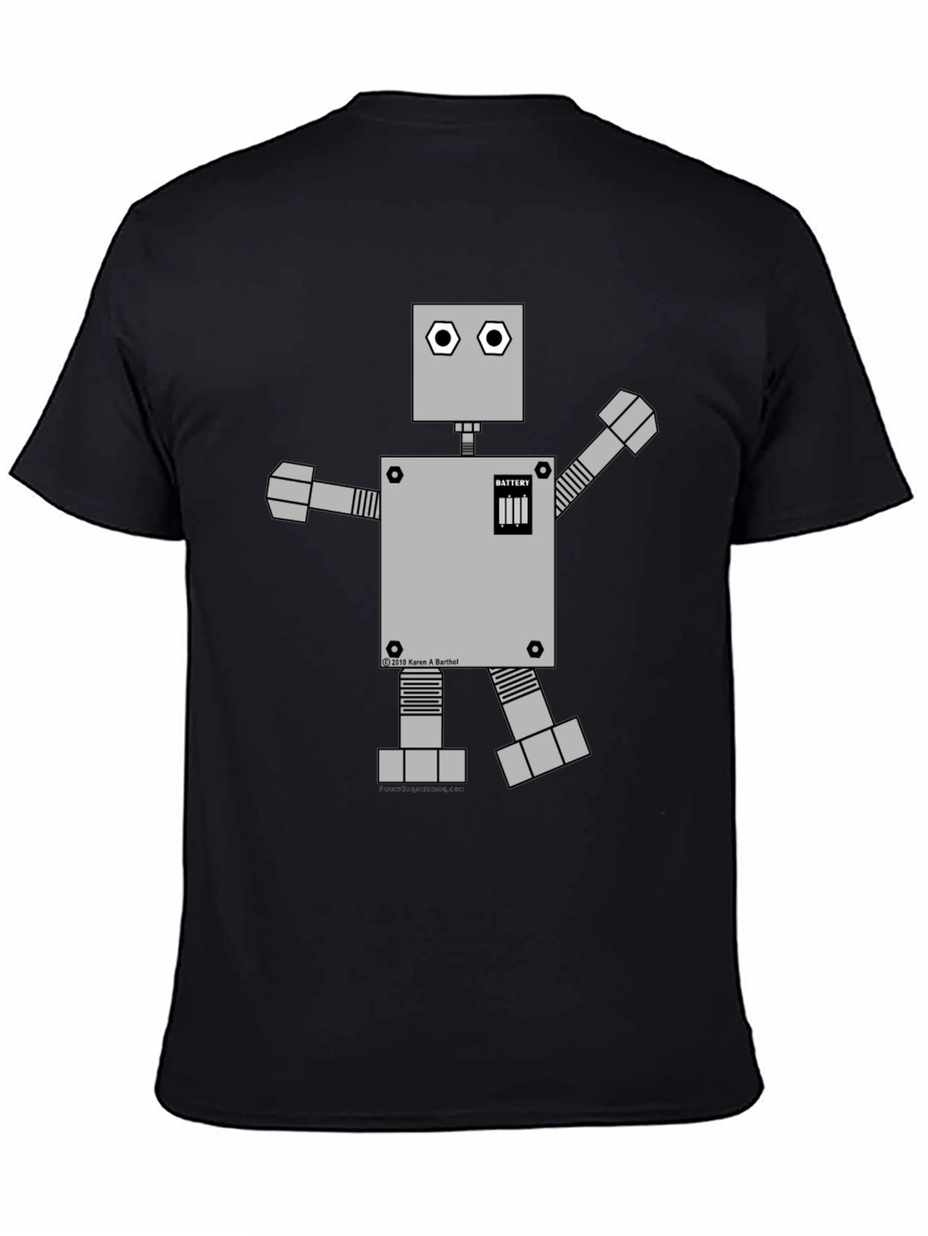 Retro Robot Graphic Tee - Black Cotton Shirt