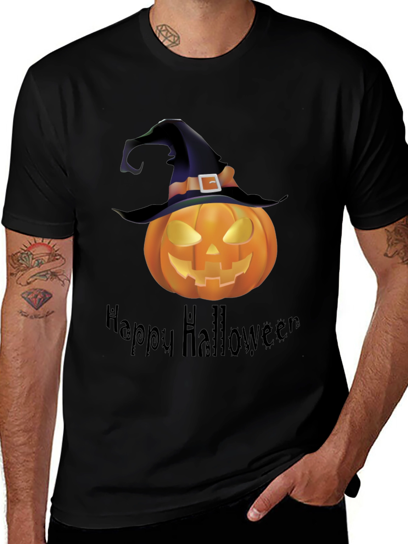 Happy Halloween Pumpkin Witch Hat T-Shirt