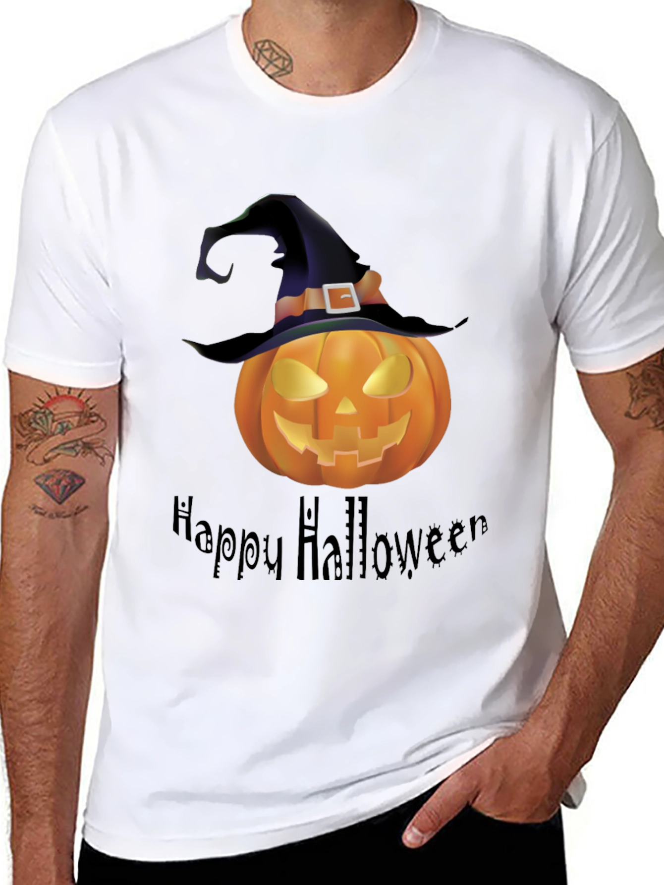 Happy Halloween Pumpkin Witch Hat T-Shirt