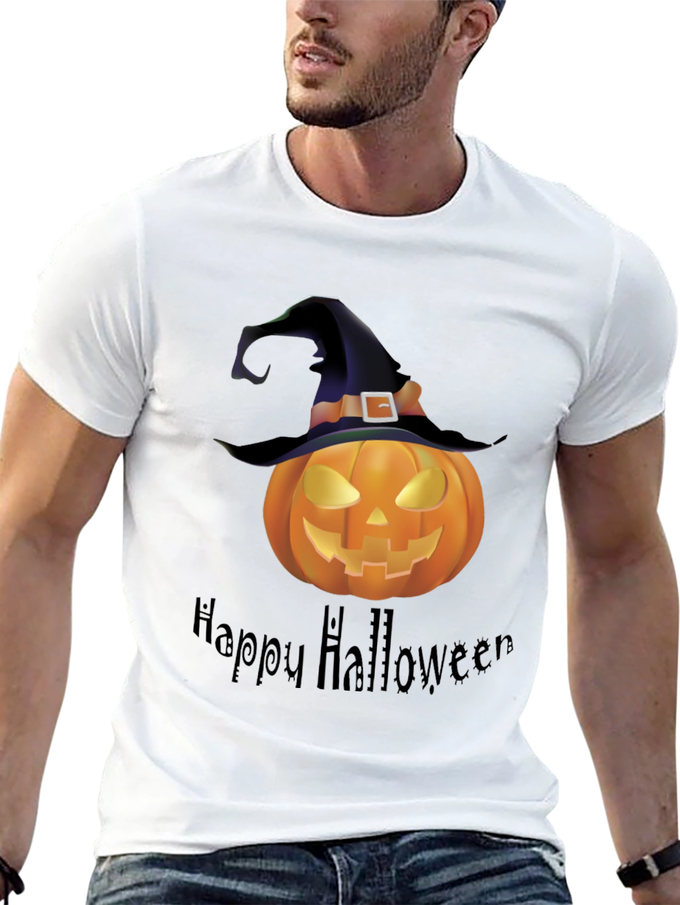 Happy Halloween Pumpkin Witch Hat T-Shirt