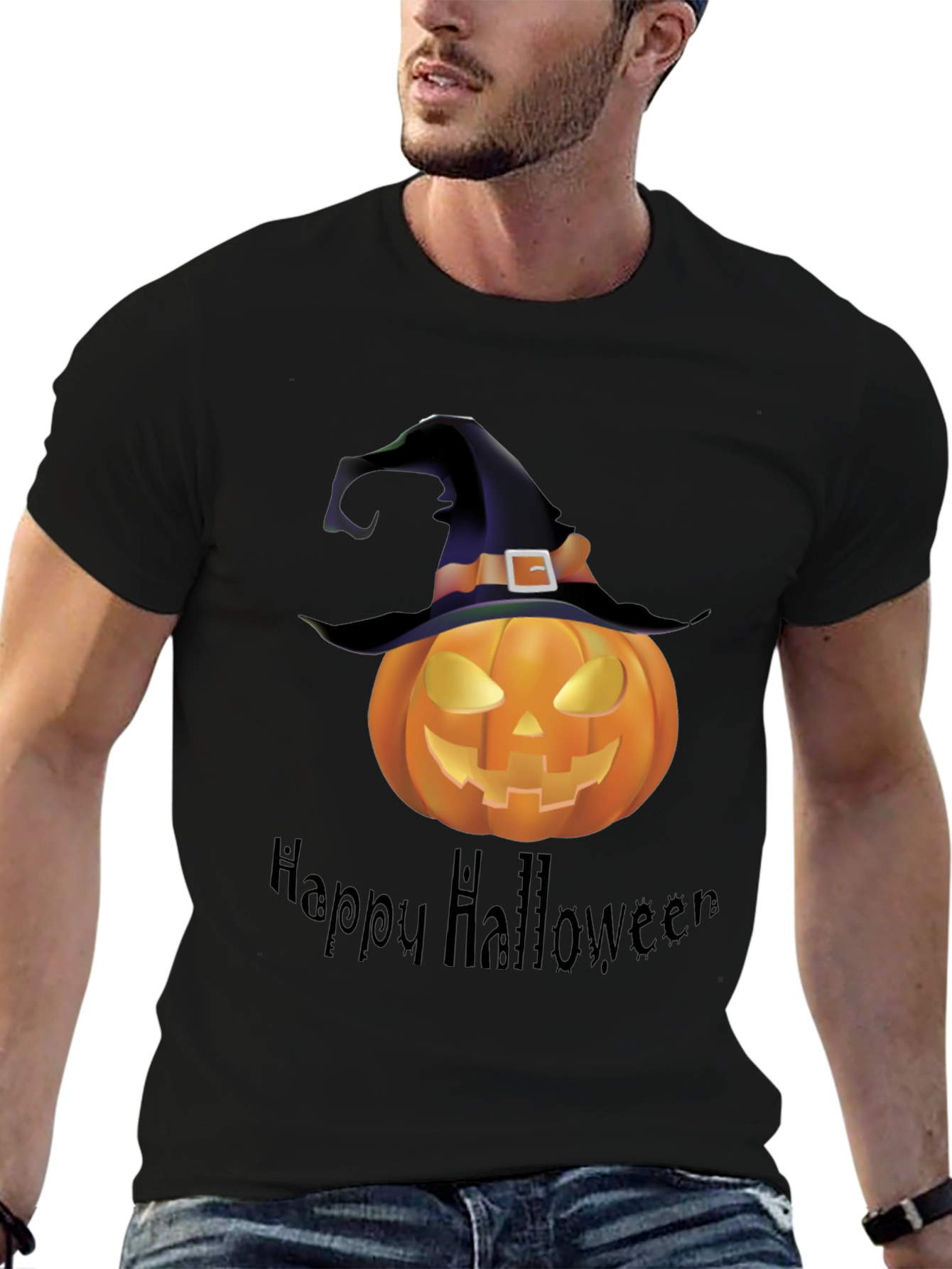 Happy Halloween Pumpkin Witch Hat T-Shirt