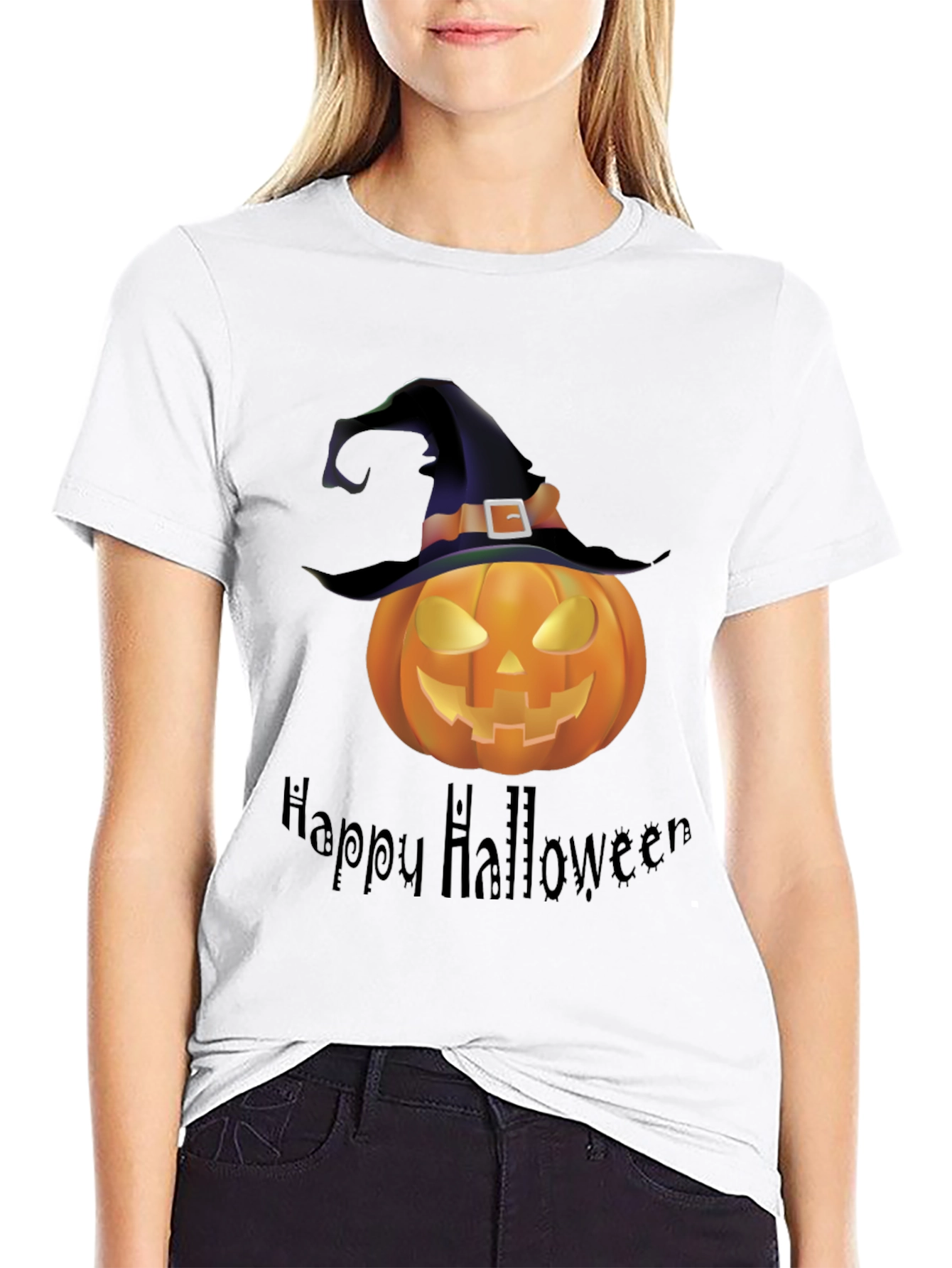 Happy Halloween Pumpkin Witch Hat T-Shirt