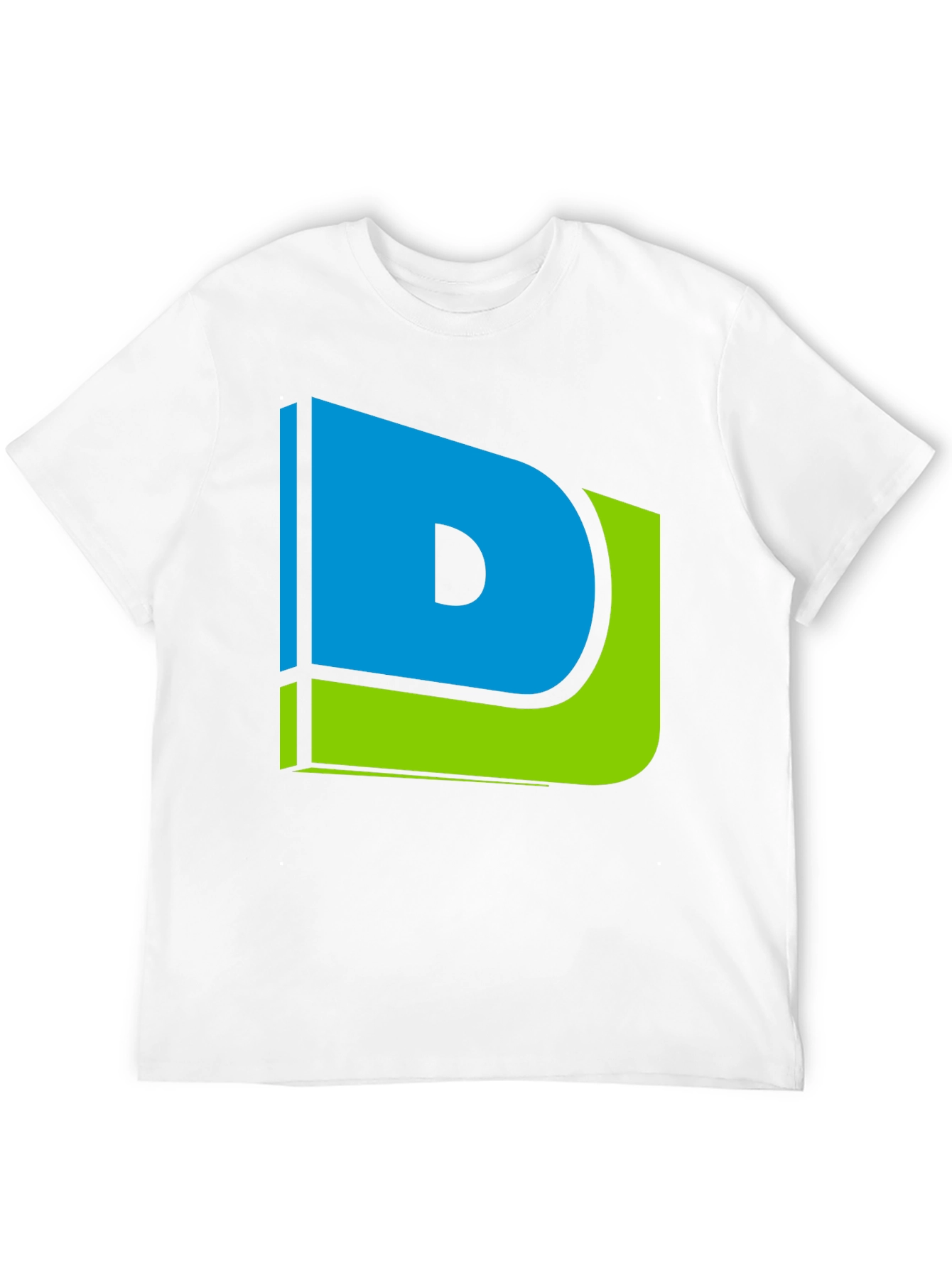 Modern Blue & Green Letter D Graphic Black T-Shirt