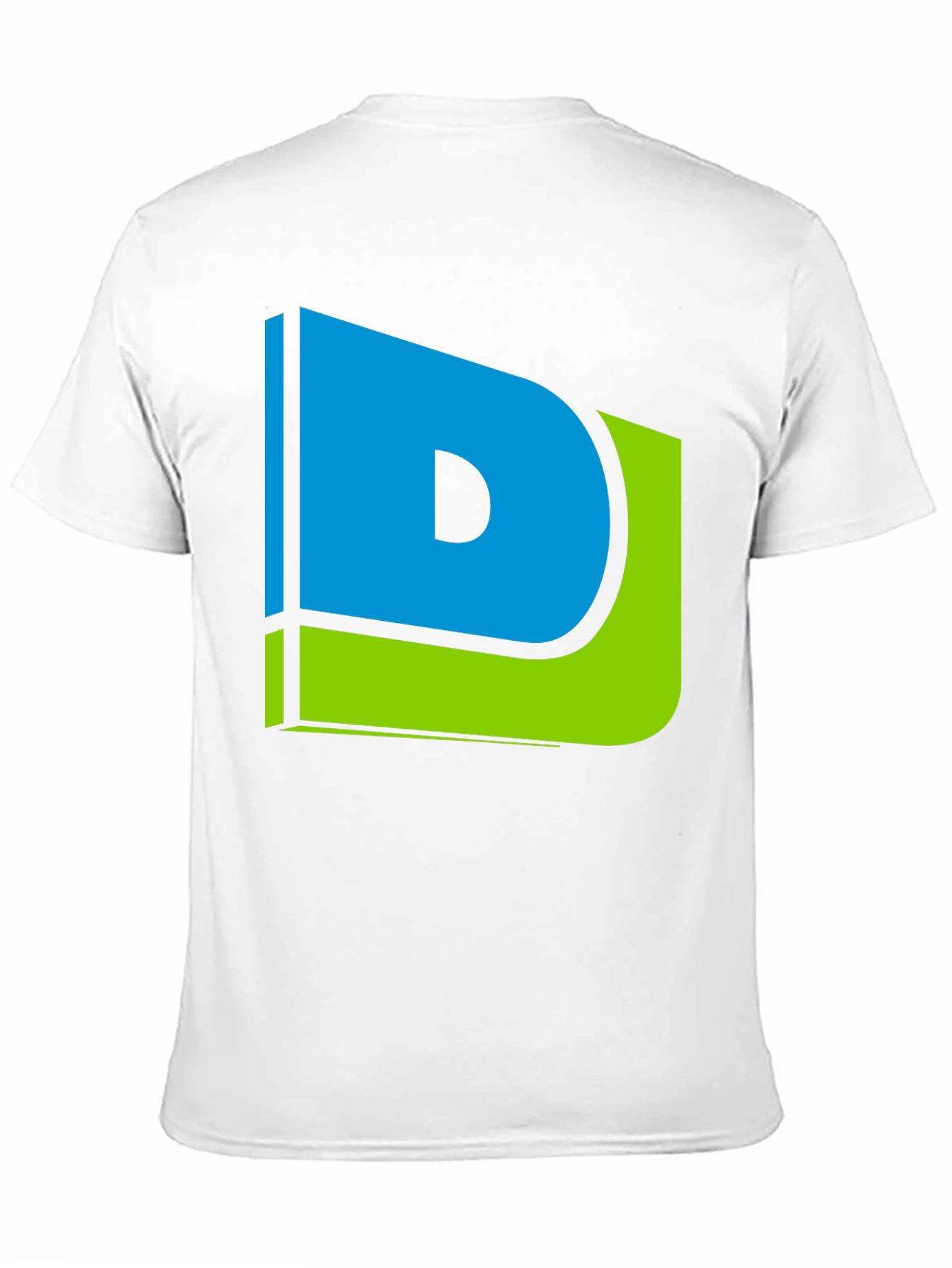 Modern Blue & Green Letter D Graphic Black T-Shirt