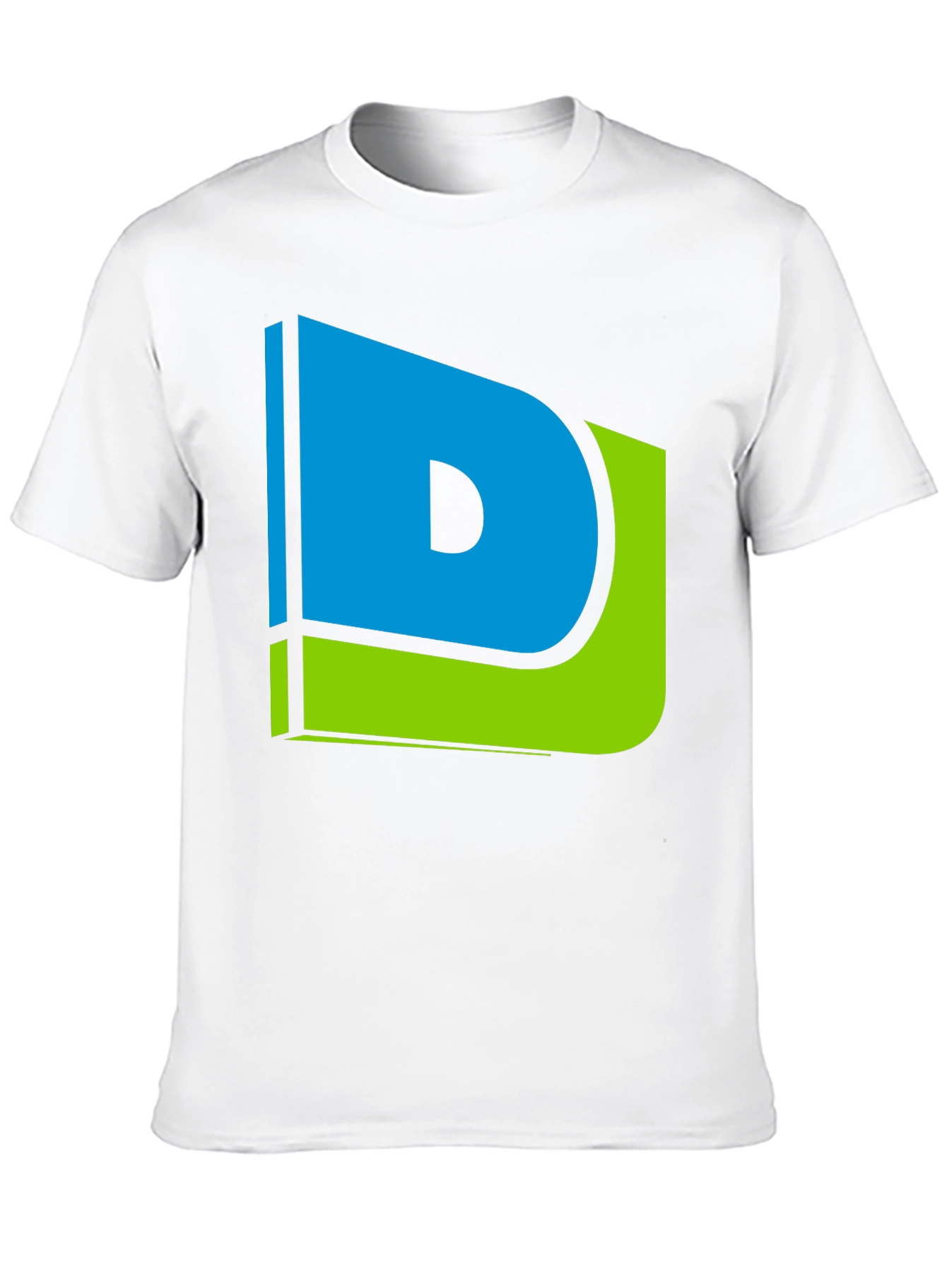 Modern Blue & Green Letter D Graphic Black T-Shirt