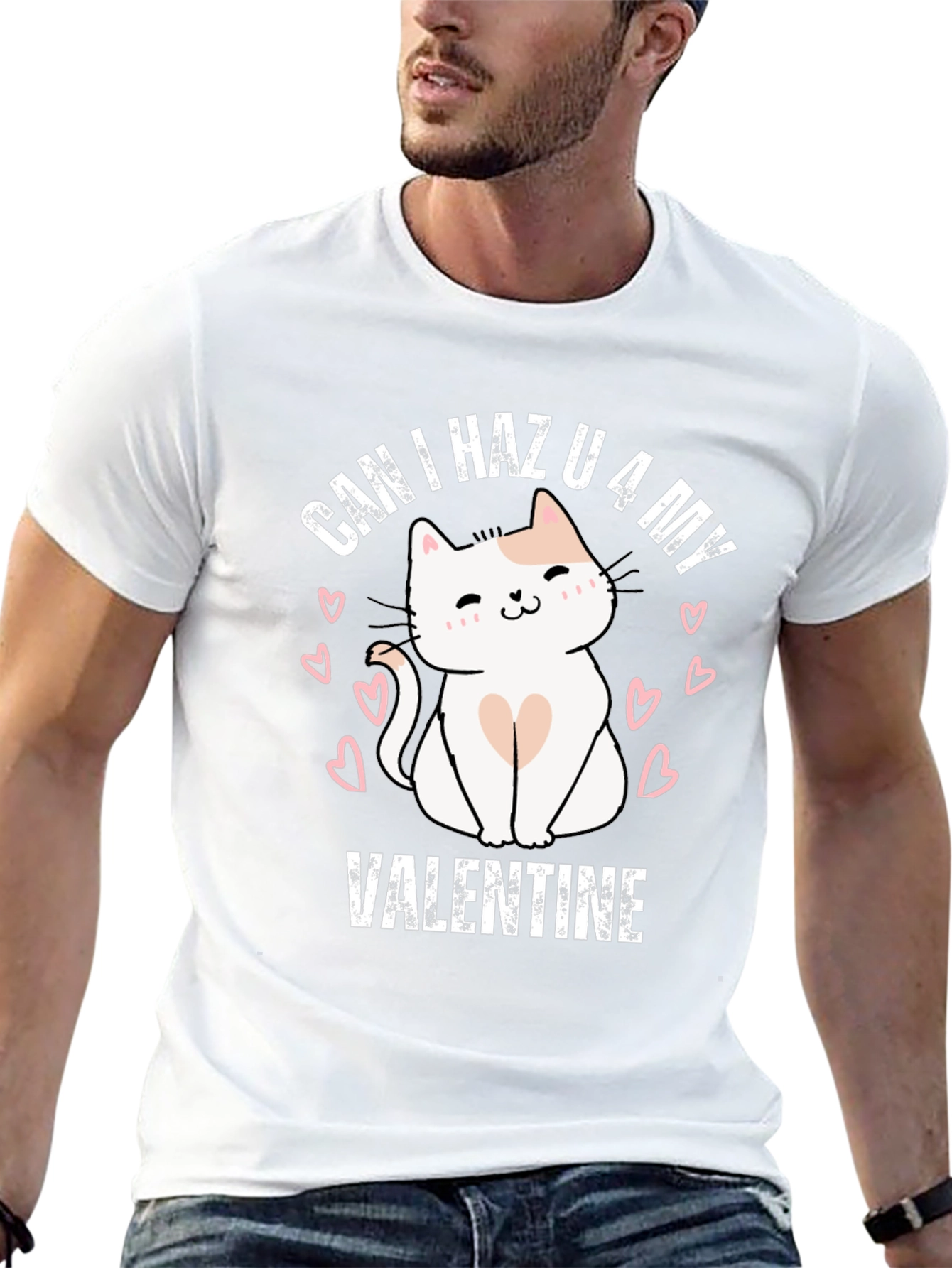 Valentines Day Cat Graphic T-Shirt